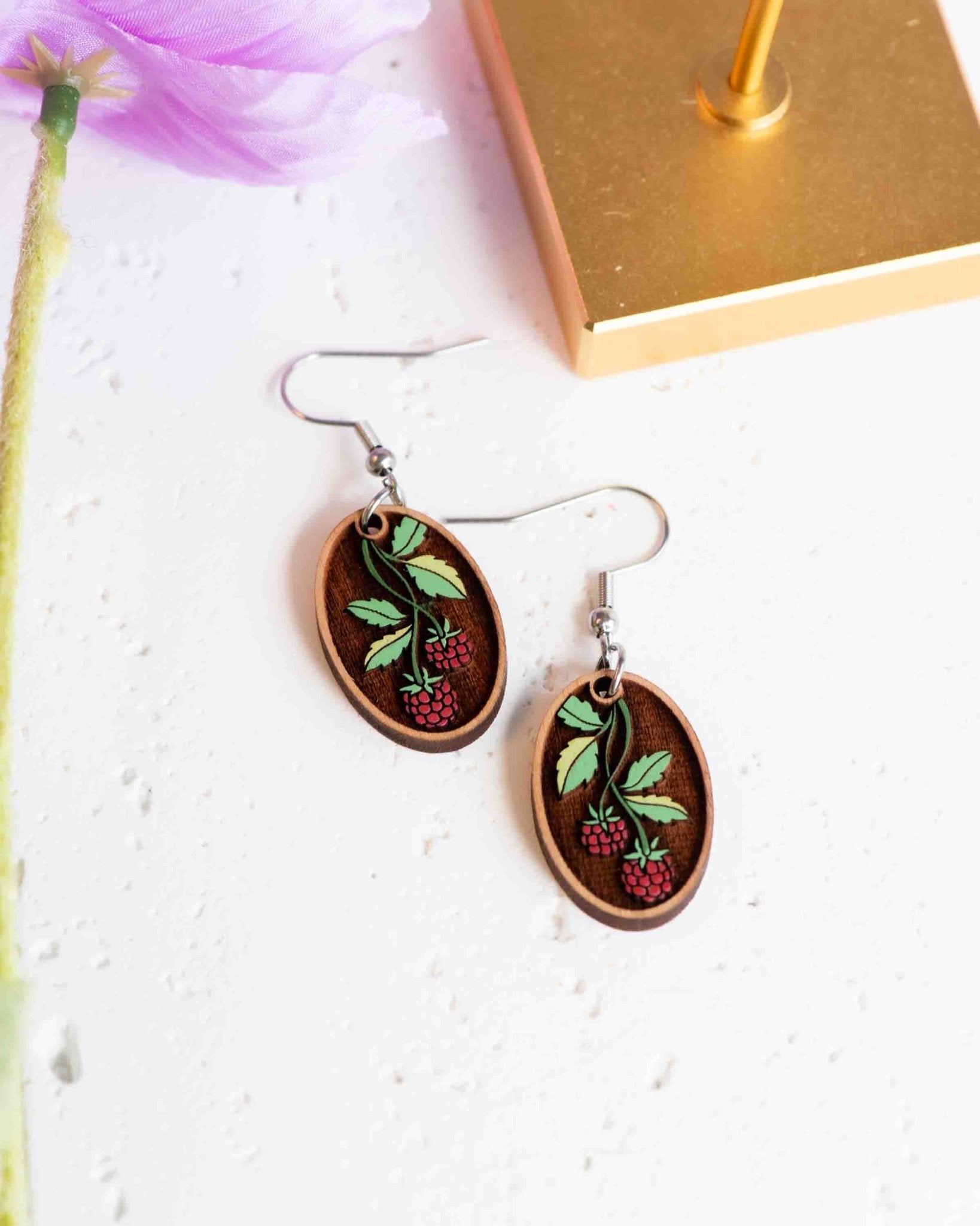 Blackberry Stem Hook Earrings - PEO14240D - Robin Valley Official Store