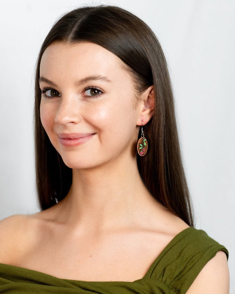 Blackberry Stem Hook Earrings - PEO14240D - Robin Valley Official Store