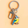 Sustainable Blue Tit keyring made from wood – perfect handmade gift for nature and bird lovers