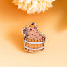 Hand-painted wooden pin badge featuring a relaxed capybara in a hot bath – cute, lightweight accessory made from sustainable wood, perfect for animal lovers