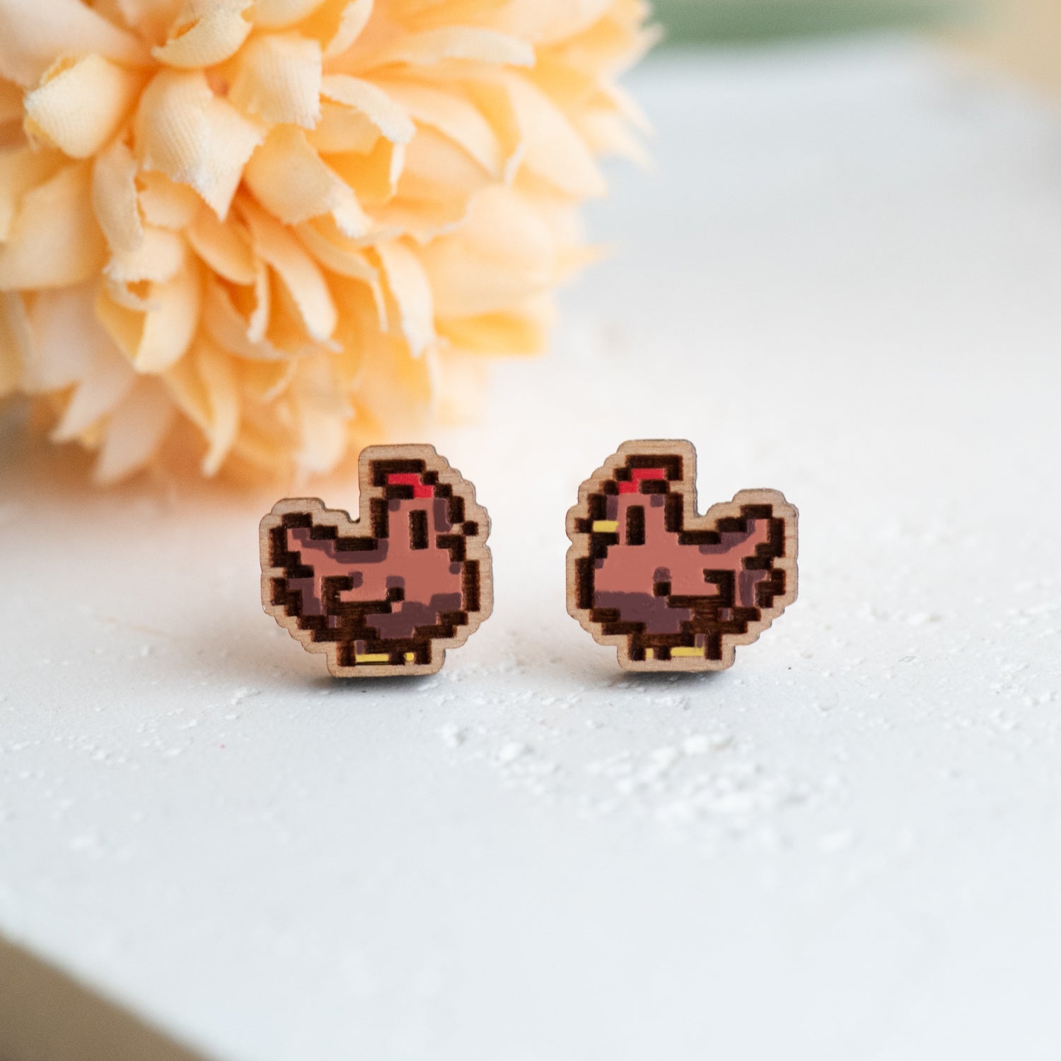Chicken Earrings (Brown) – Stardew Valley Inspired - Robin Valley Official Store