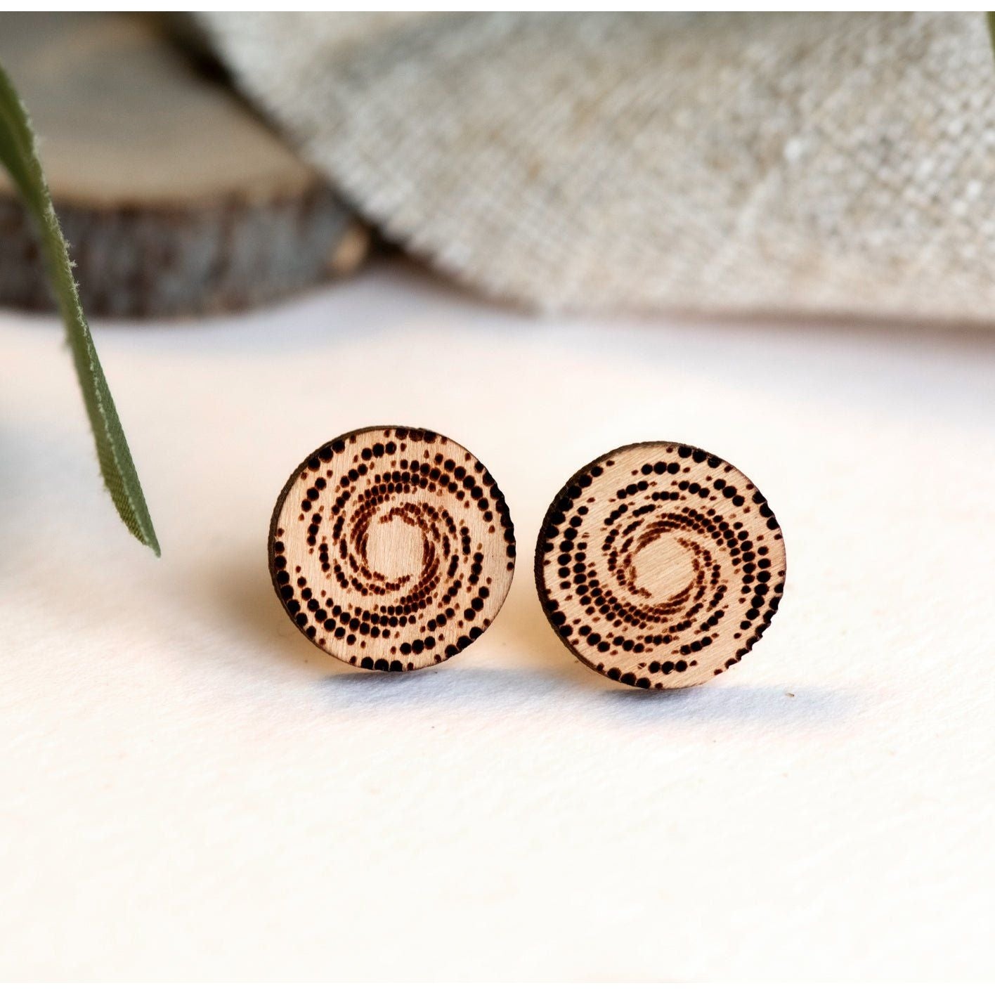 Cricle Spiral Galaxy Wooden Earrings - ET15393 - Robin Valley Official Store