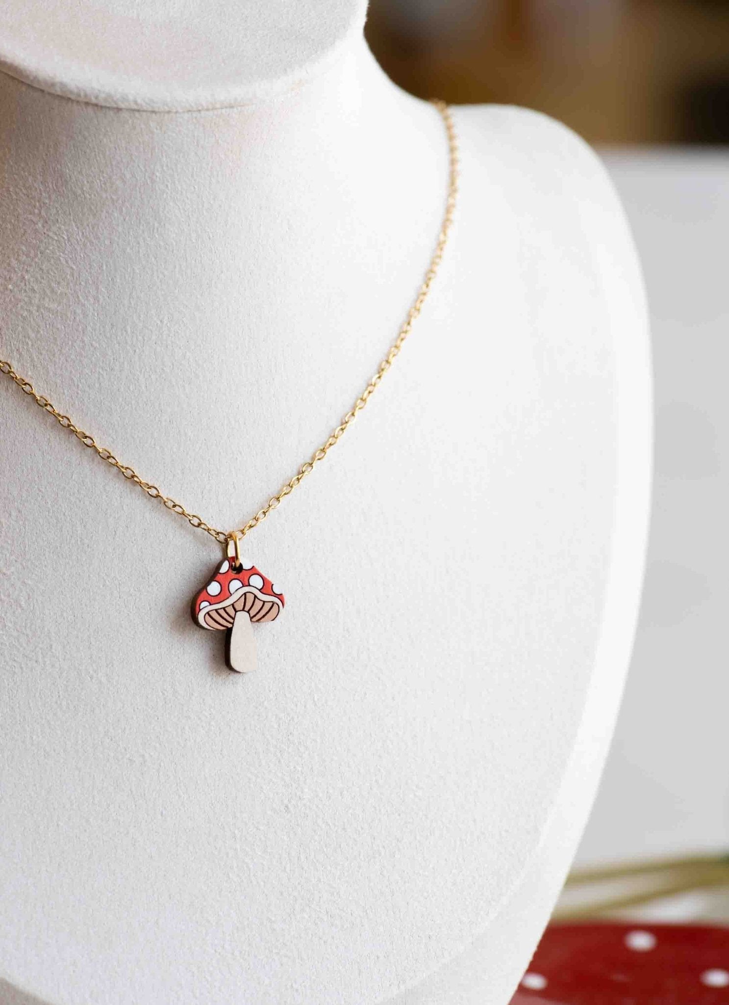 Cute Toadstool Wooden Necklace - NO64248 - Robin Valley Official Store