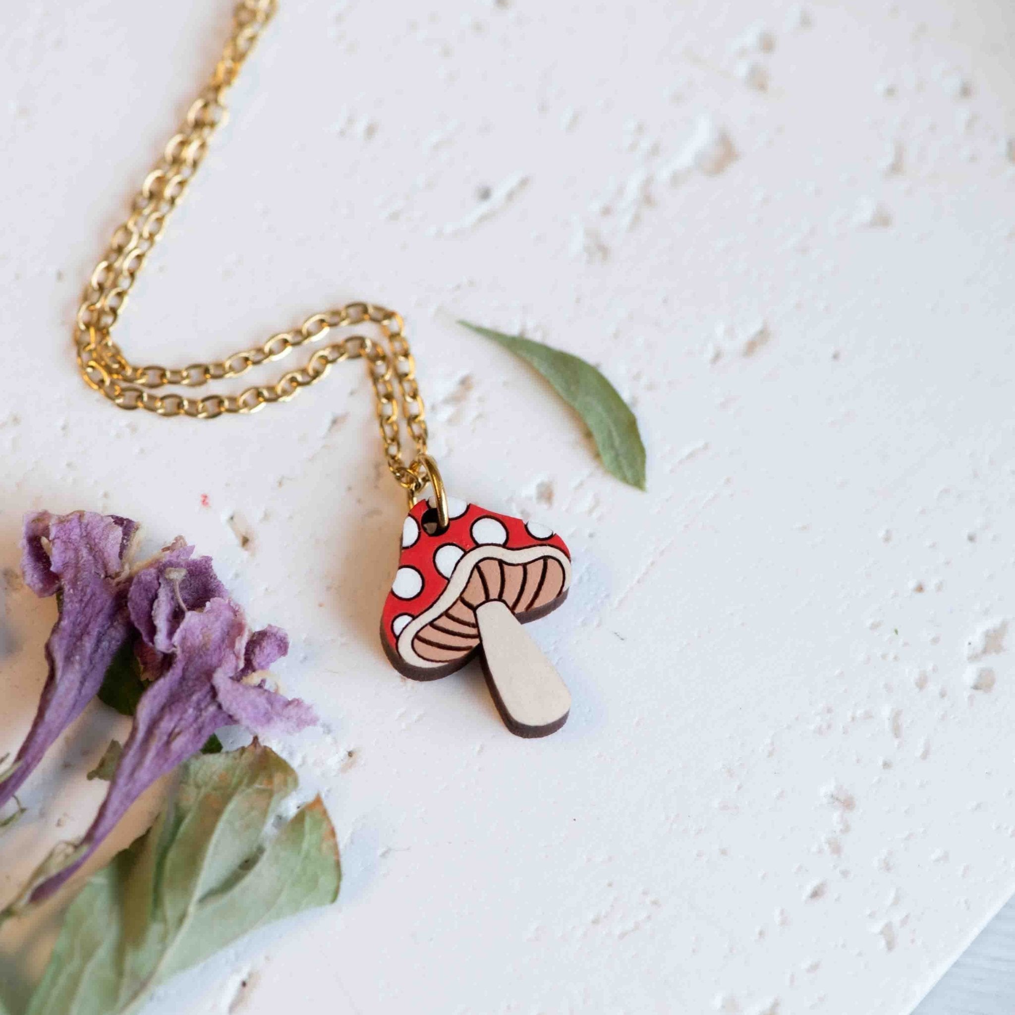 Cute Toadstool Wooden Necklace - NO64248 - Robin Valley Official Store