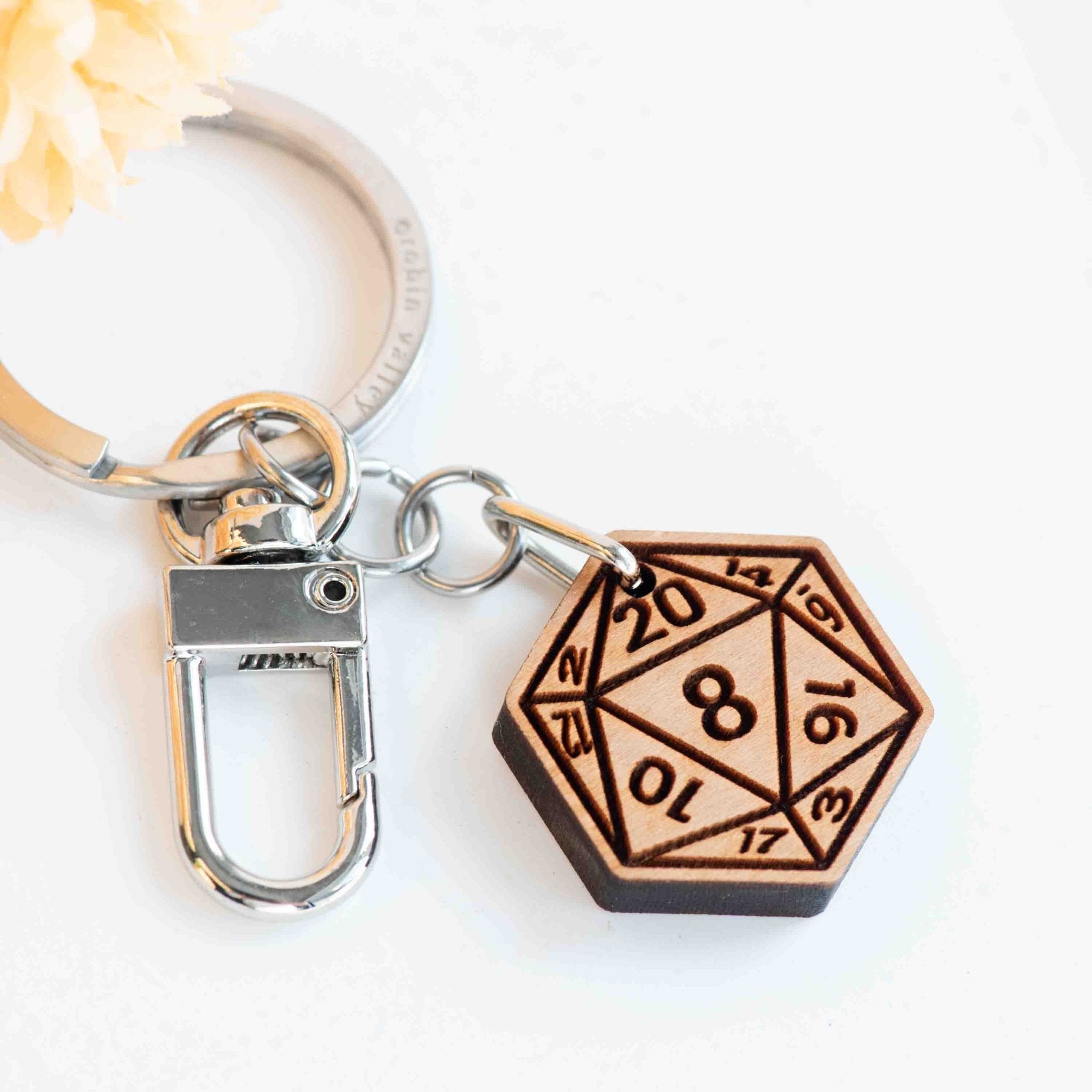 D20 Dice Wooden Keyring - Robin Valley Official Store