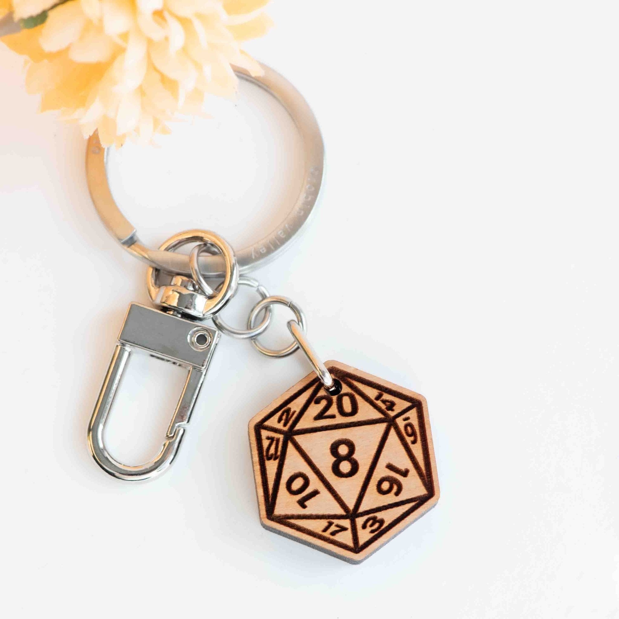 D20 Dice Wooden Keyring - Robin Valley Official Store