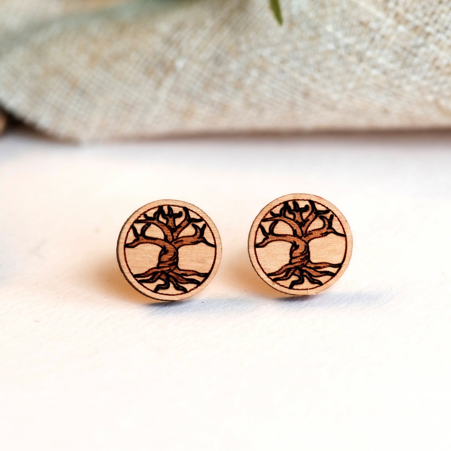 Family Tree Wooden Earrings - EO14088 - Robin Valley Official Store