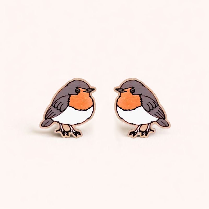 Fluffy Robin Bird Earrings - PEB12088 - Robin Valley Official Store