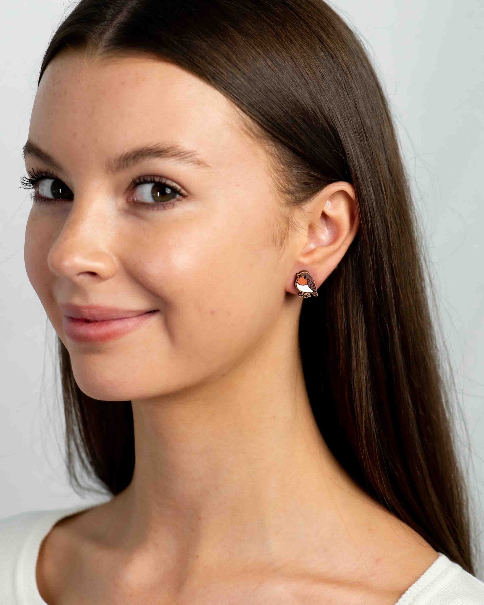 Fluffy Robin Bird Earrings - PEB12088 - Robin Valley Official Store