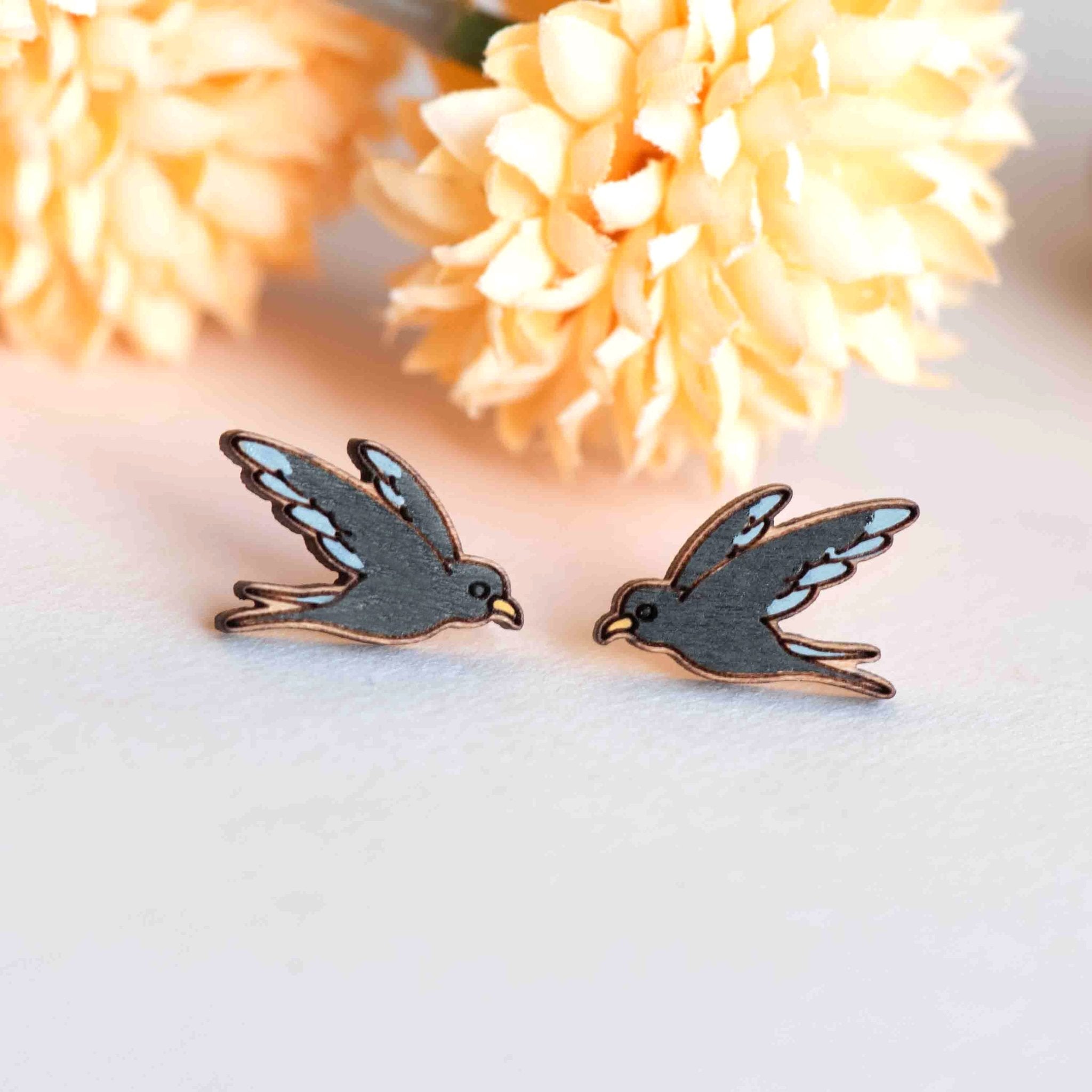 Flying Black Bird Earrings - Robin Valley Official Store