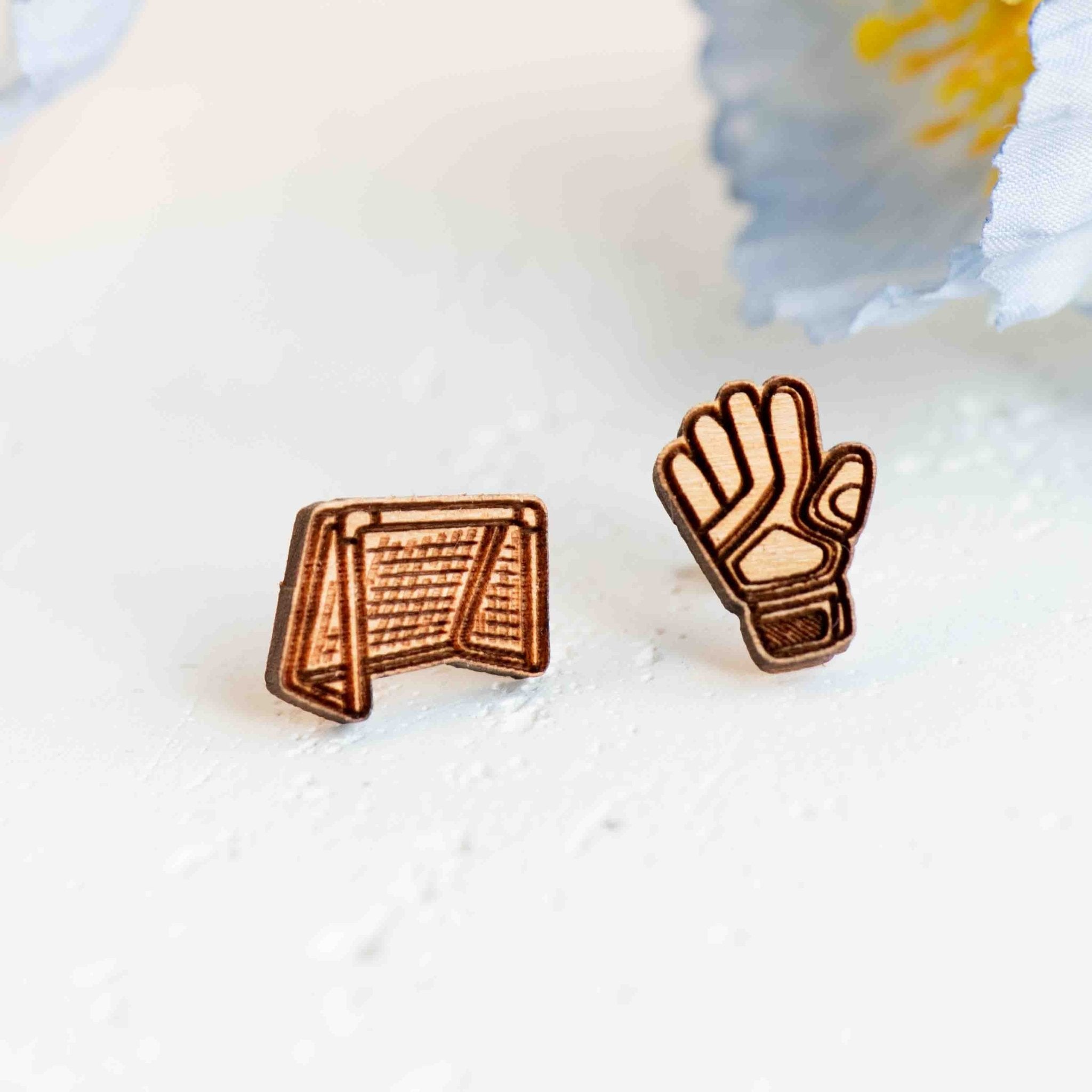 Football Goal and Gloves Earrings Wooden Jewellery - ET15450 - Robin Valley Official Store