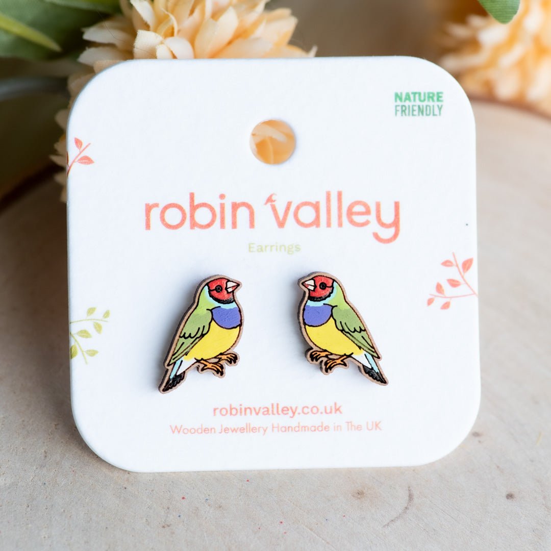 Gouldian Finch (Rainbow Finch ) Earrings - Robin Valley Official Store