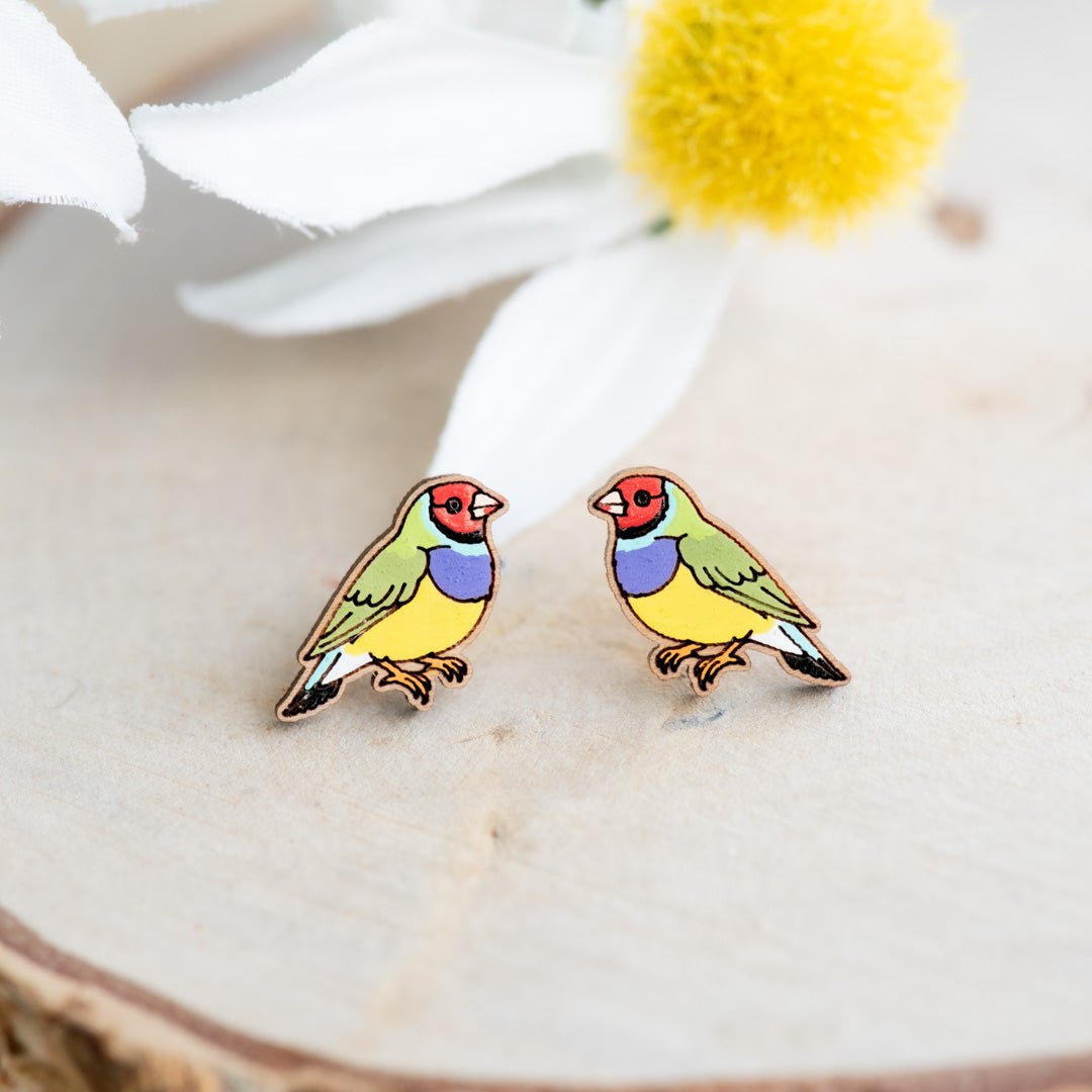 Gouldian Finch (Rainbow Finch ) Earrings - Robin Valley Official Store
