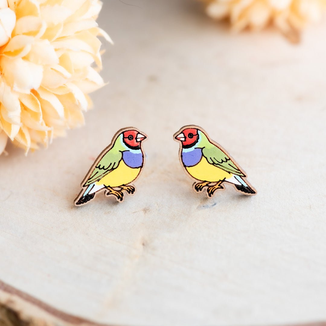 Gouldian Finch (Rainbow Finch ) Earrings - Robin Valley Official Store