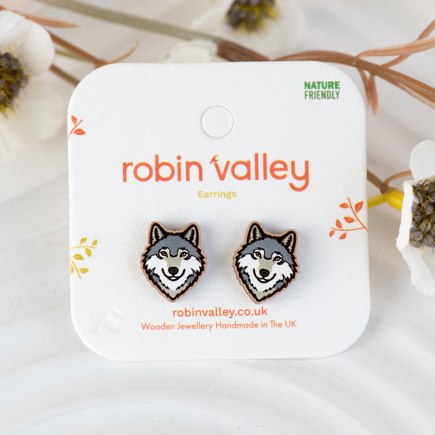 Grey Wolf Earrings - PEL10523 - Robin Valley Official Store