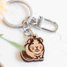 guinea pig wooden keyring, handmade gift, guinea pig lover gift, silver keyring, girls gift, christmas gift
