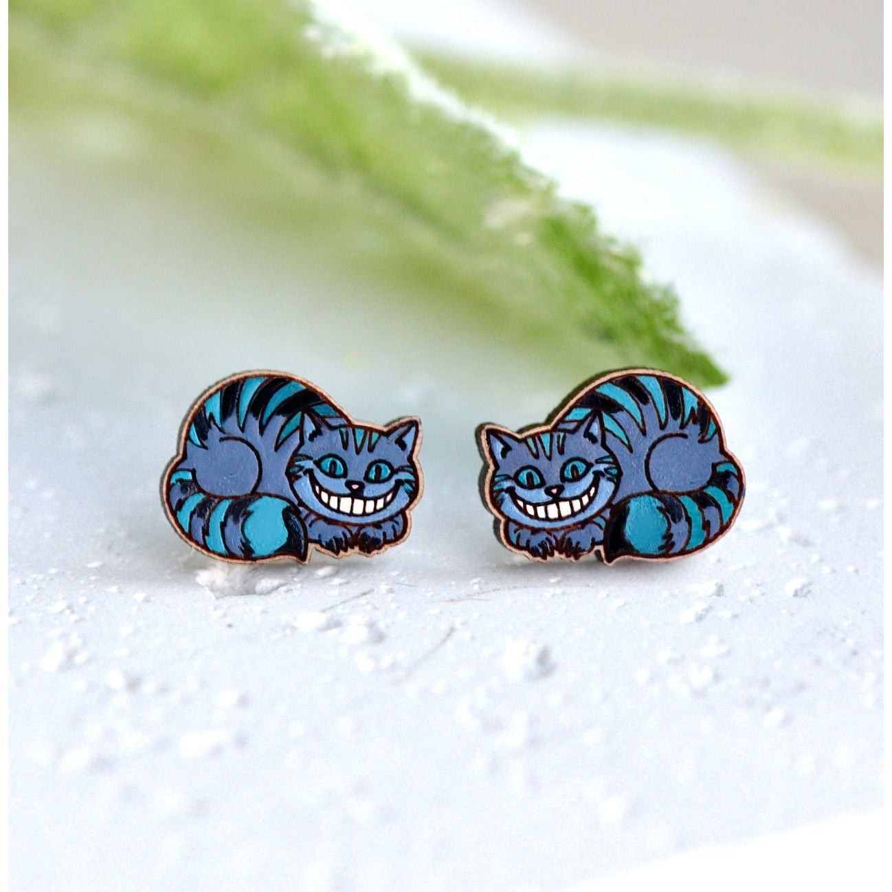 Hand - painted Alice In Wonderland Cheshire Cat Stud Earrings - Robin Valley Official Store