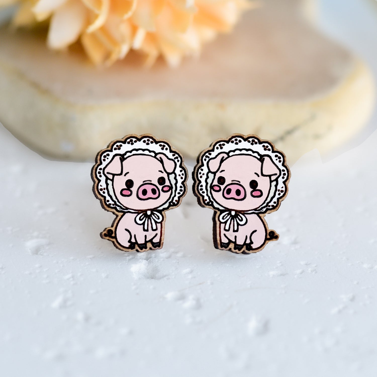 Hand - painted Alice In Wonderland The Pig Baby Earrings - Robin Valley Official Store