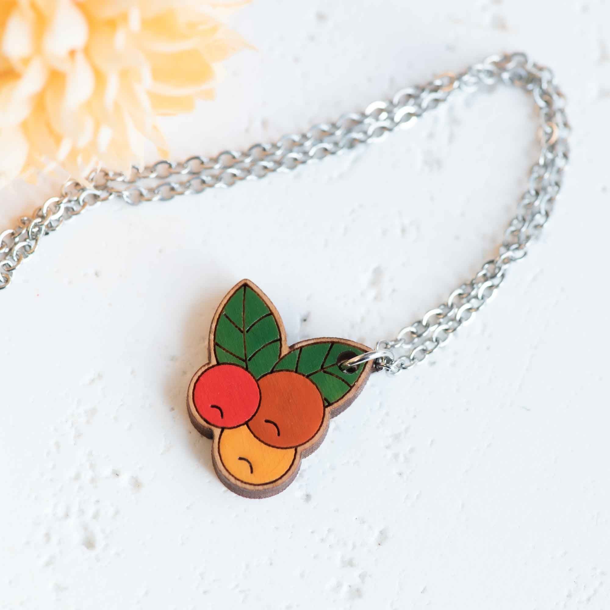 Hand - Painted Berry Wooden Necklace - NO64156 - Robin Valley Official Store