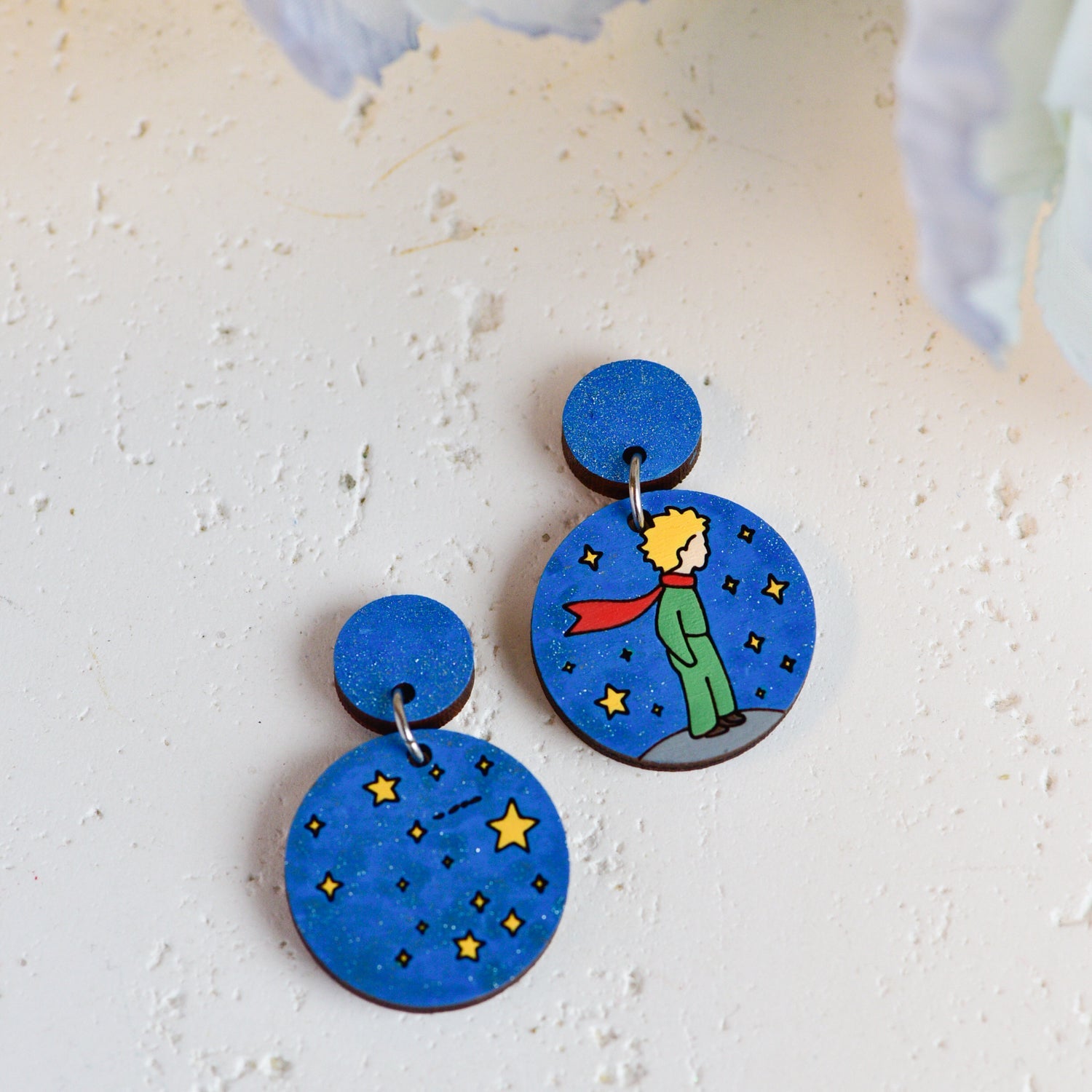Hand - painted Boy's Planet Wooden Drop Earrings - Robin Valley Official Store