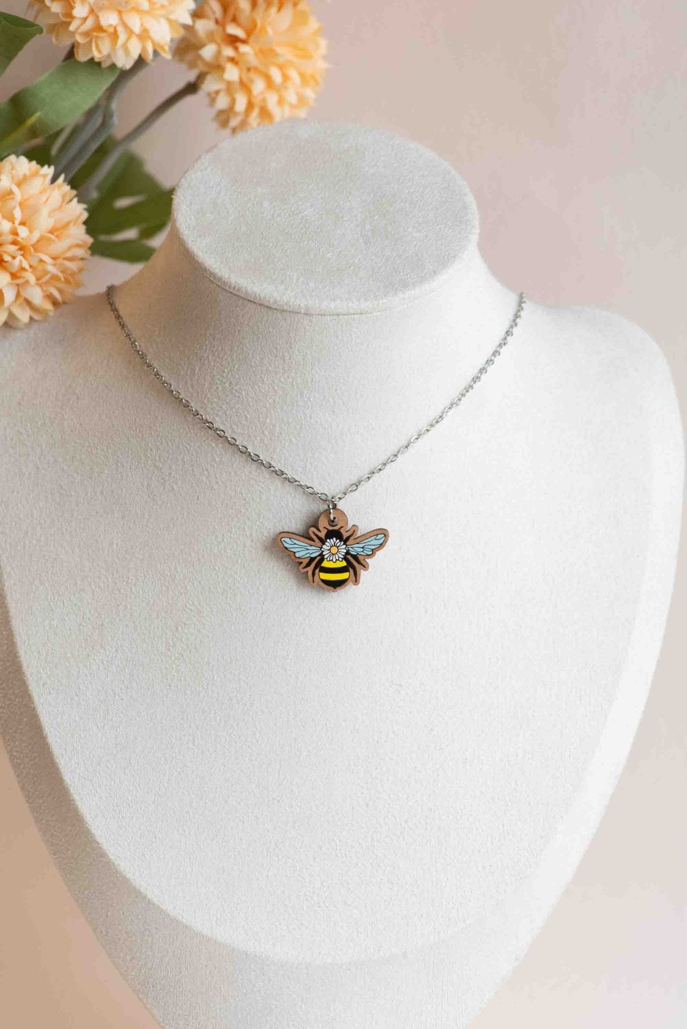 Hand Painted Bumble Bee Necklace - NO64122 - Robin Valley Official Store