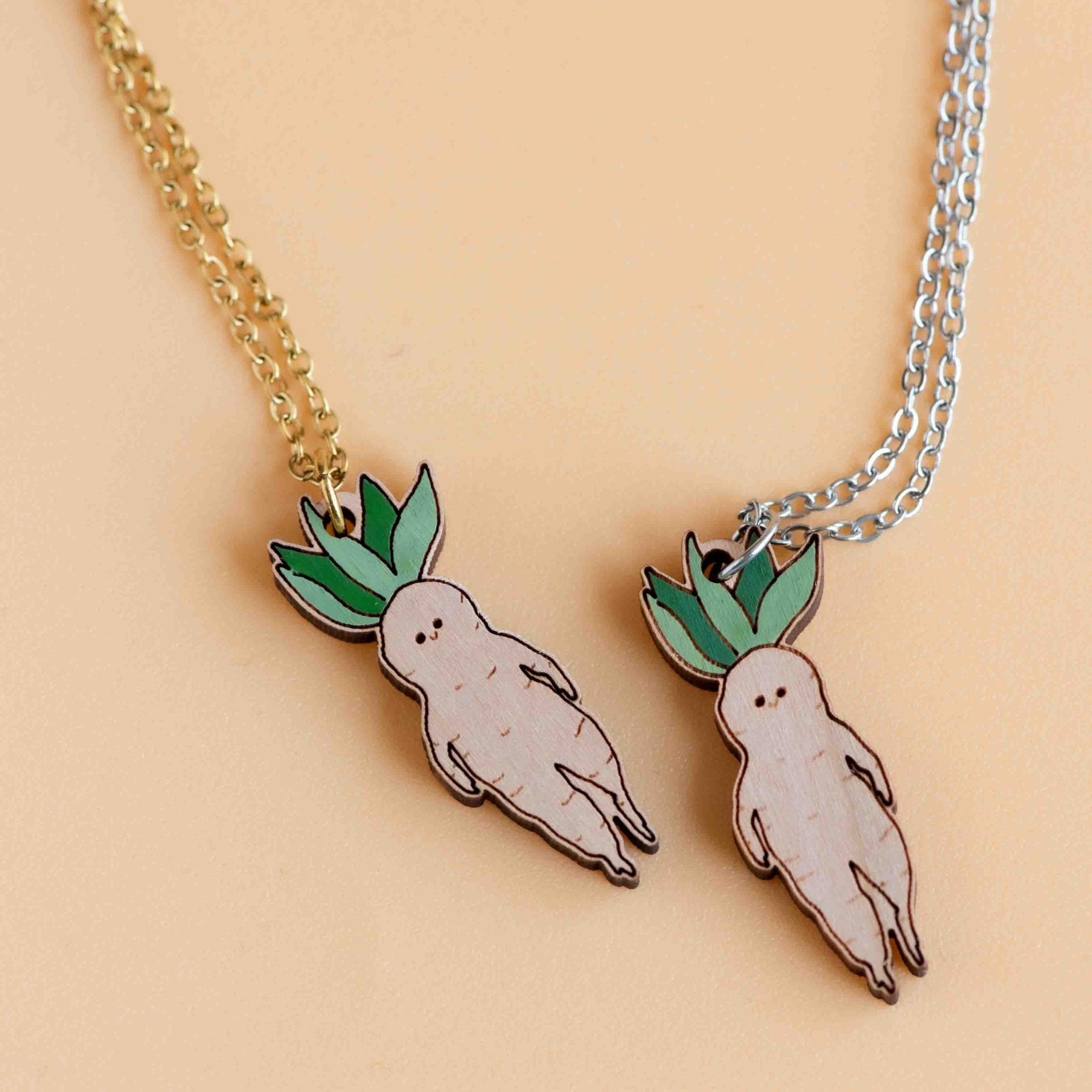 Hand - painted Cute Baby Mandrake Wooden Necklace - NO64247 - Robin Valley Official Store