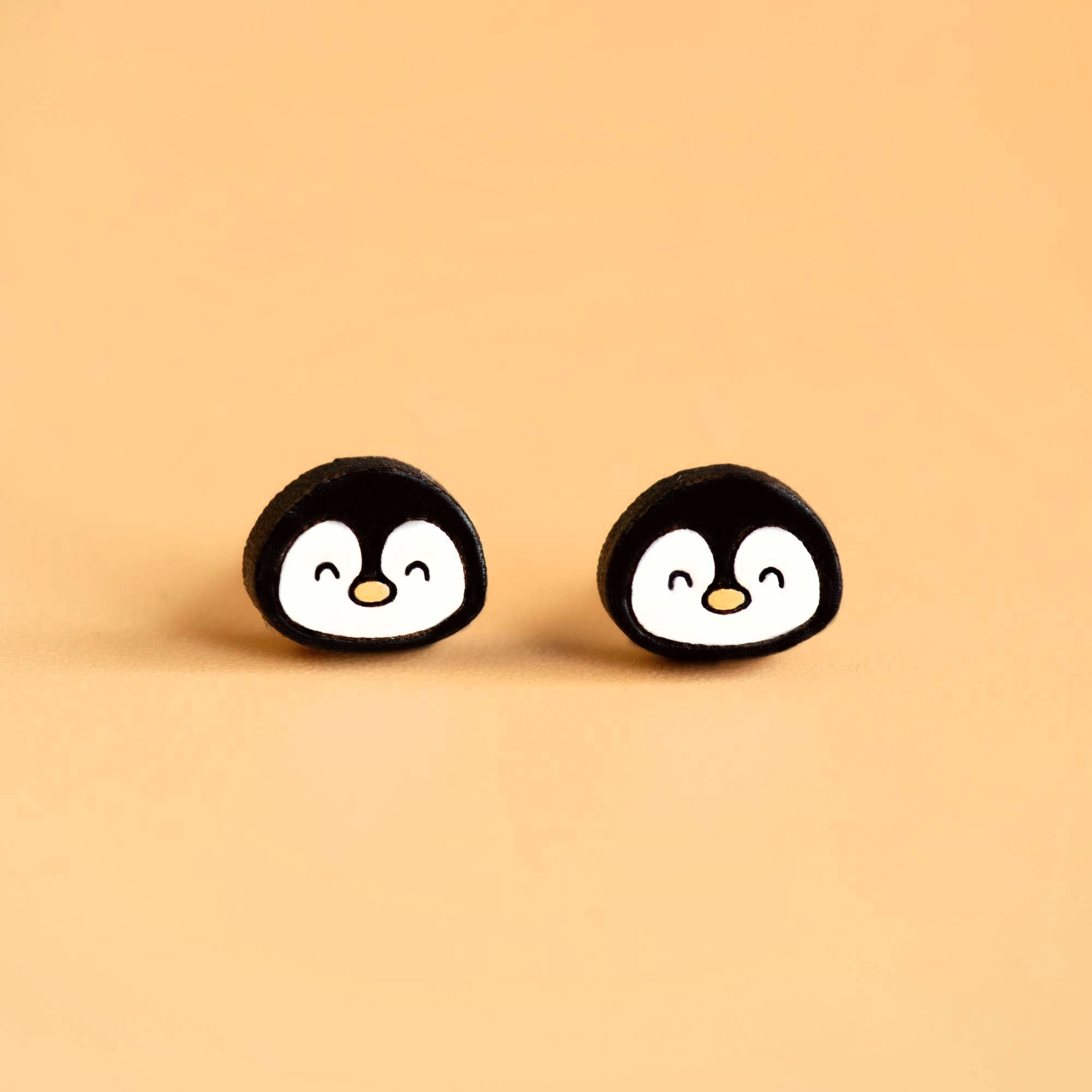 Hand - painted Cute Baby Penguin Wooden Earrings - PEB12002 - Robin Valley Official Store