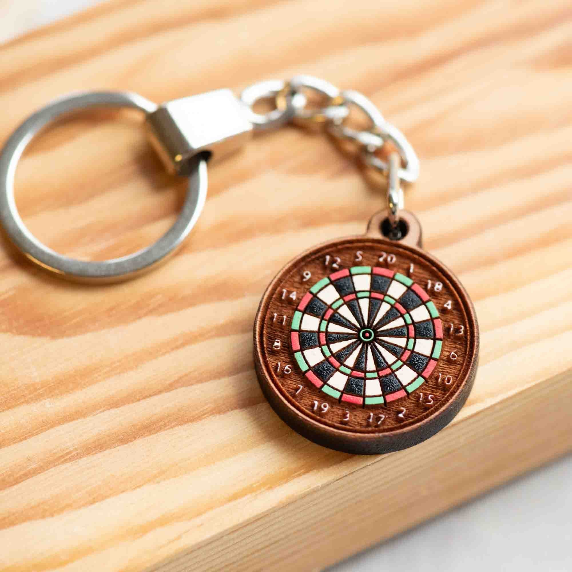 Hand - painted Dart Board Wooden Keyring - PET15231 - Robin Valley Official Store