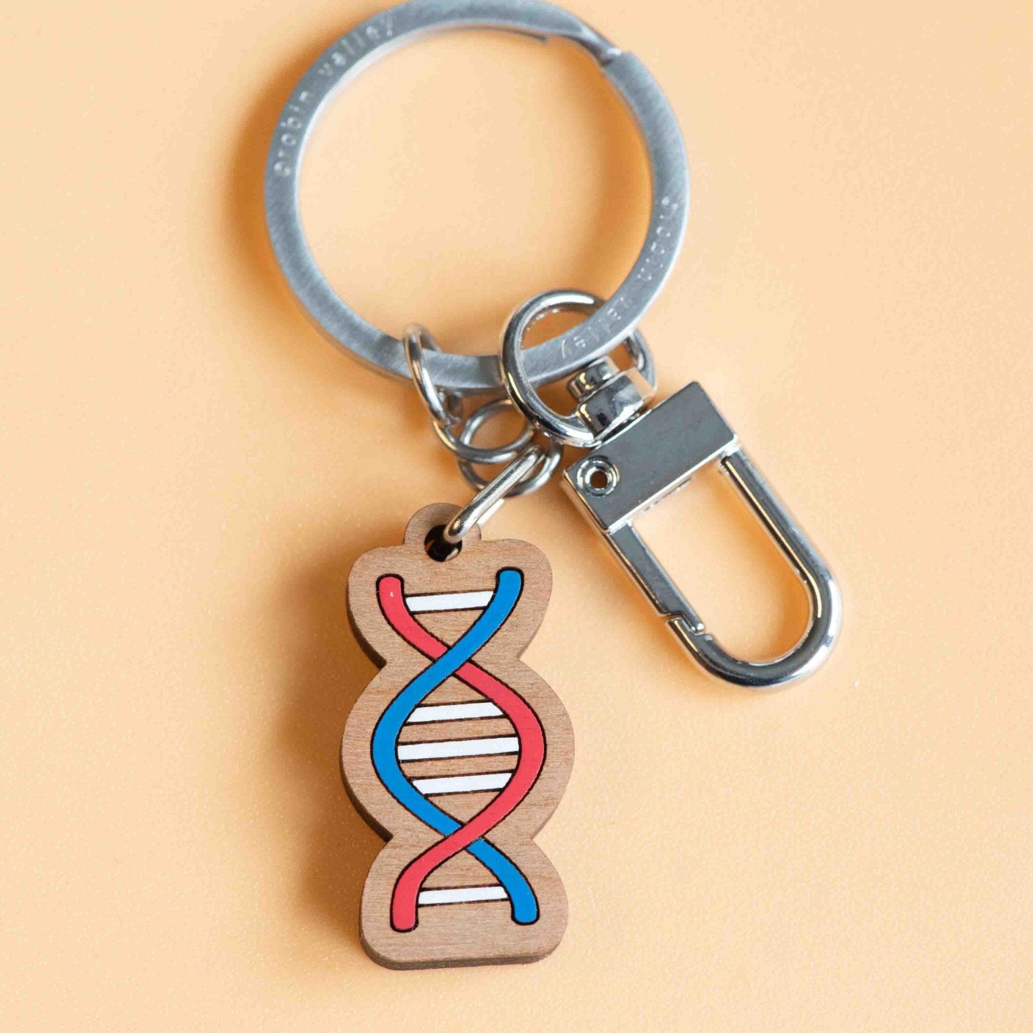 Hand - painted DNA Wooden Keyring - KT25241 - Robin Valley Official Store
