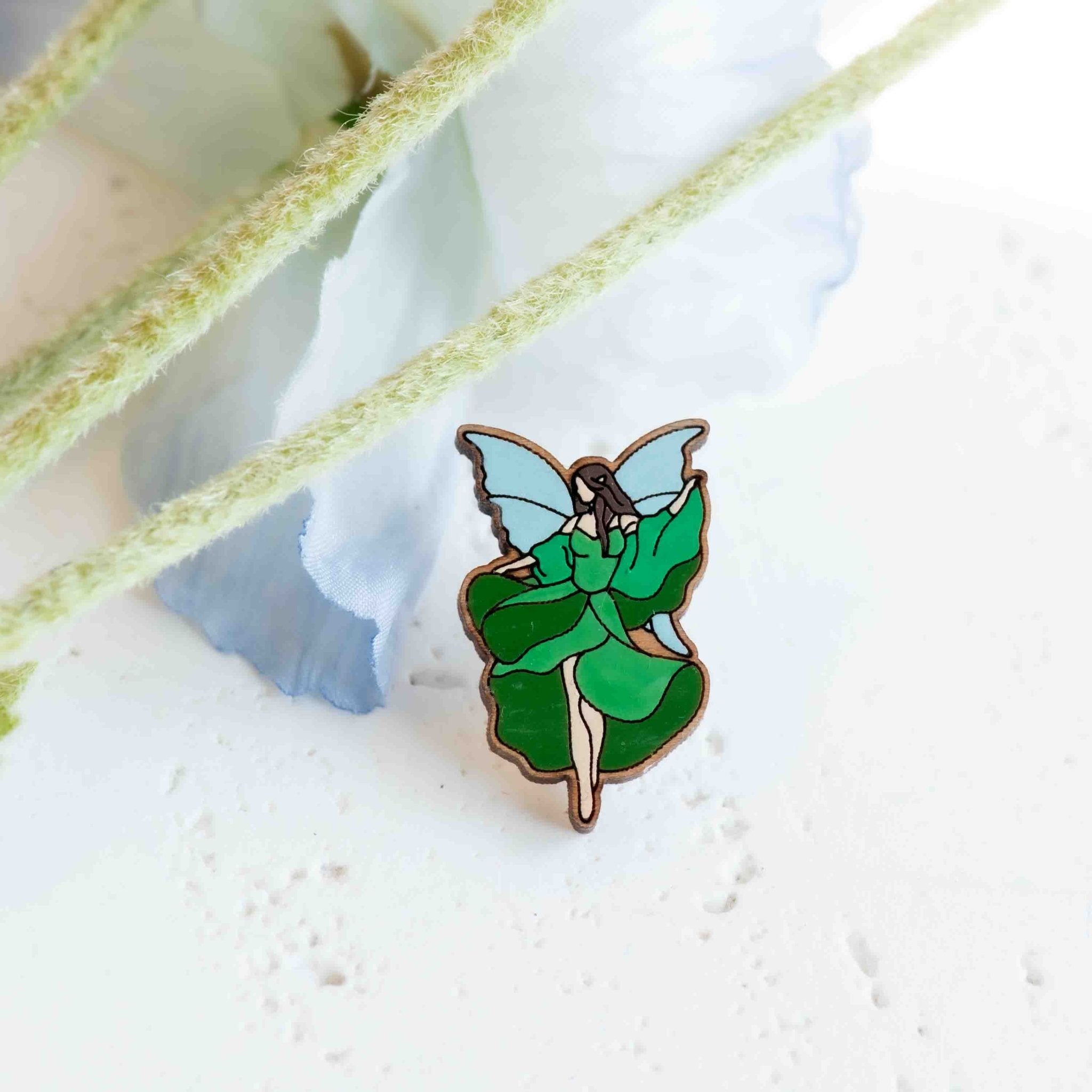 Hand Painted Fairy Wooden Pin Badge - PO44237 - Robin Valley Official Store