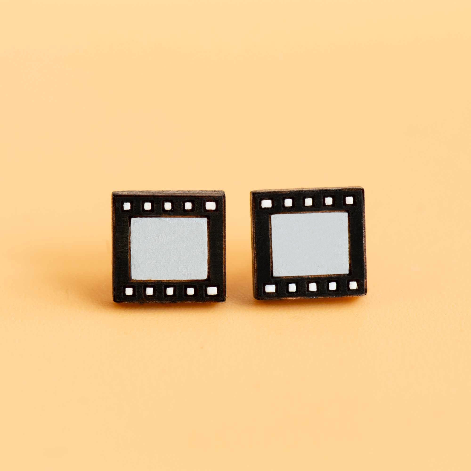 Hand - painted Film Reel Wooden Earrings - PET15332 - Robin Valley Official Store