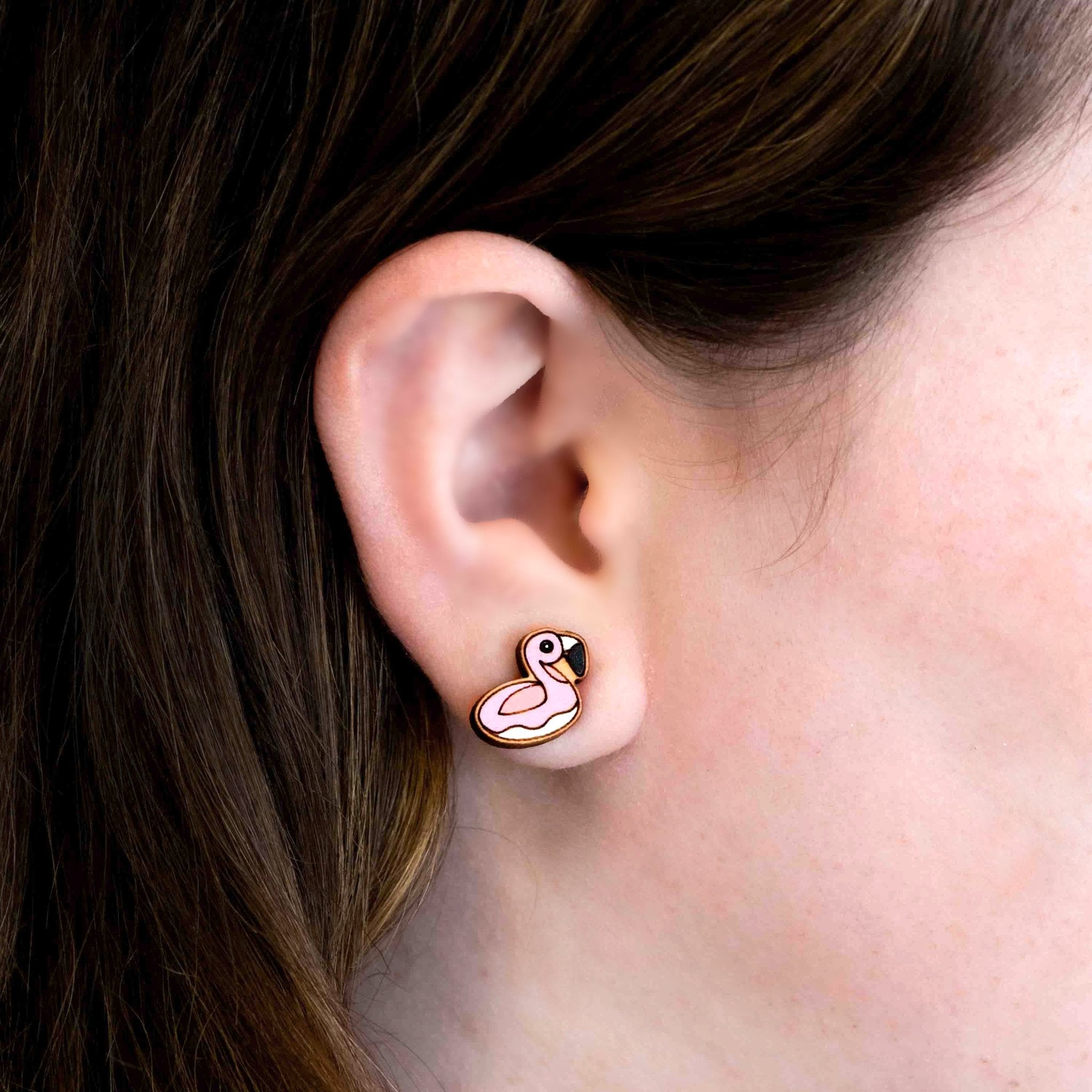 Hand - painted Flamingo life buoy Earrings - PEB12037 - Robin Valley Official Store