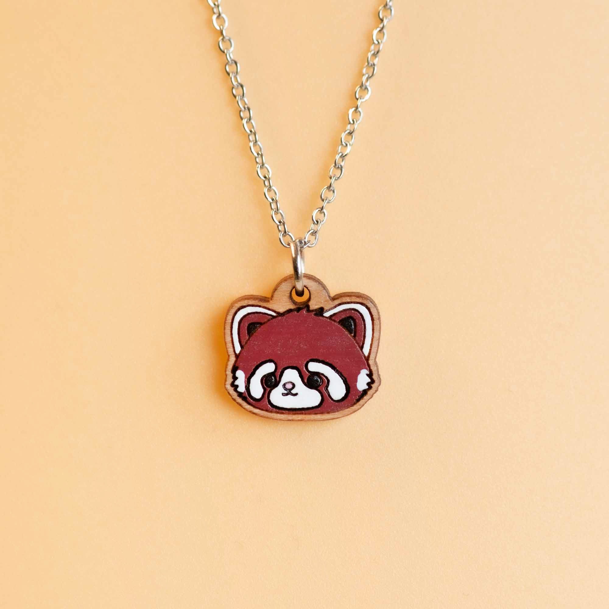 Hand - Painted Fluffy Red Panda Necklace - NL60213 - Robin Valley Official Store