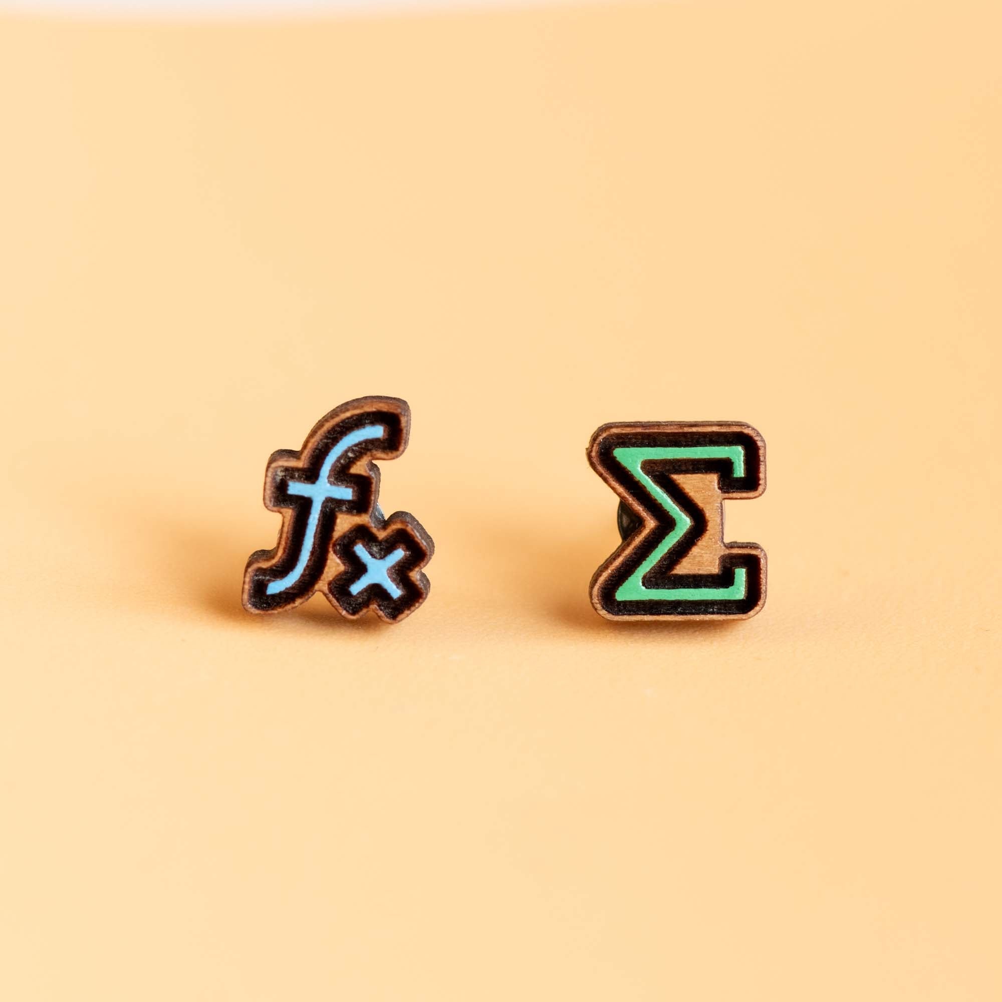 Hand - Painted f(x) Summation Wooden Earrings - PET15289 - Robin Valley Official Store