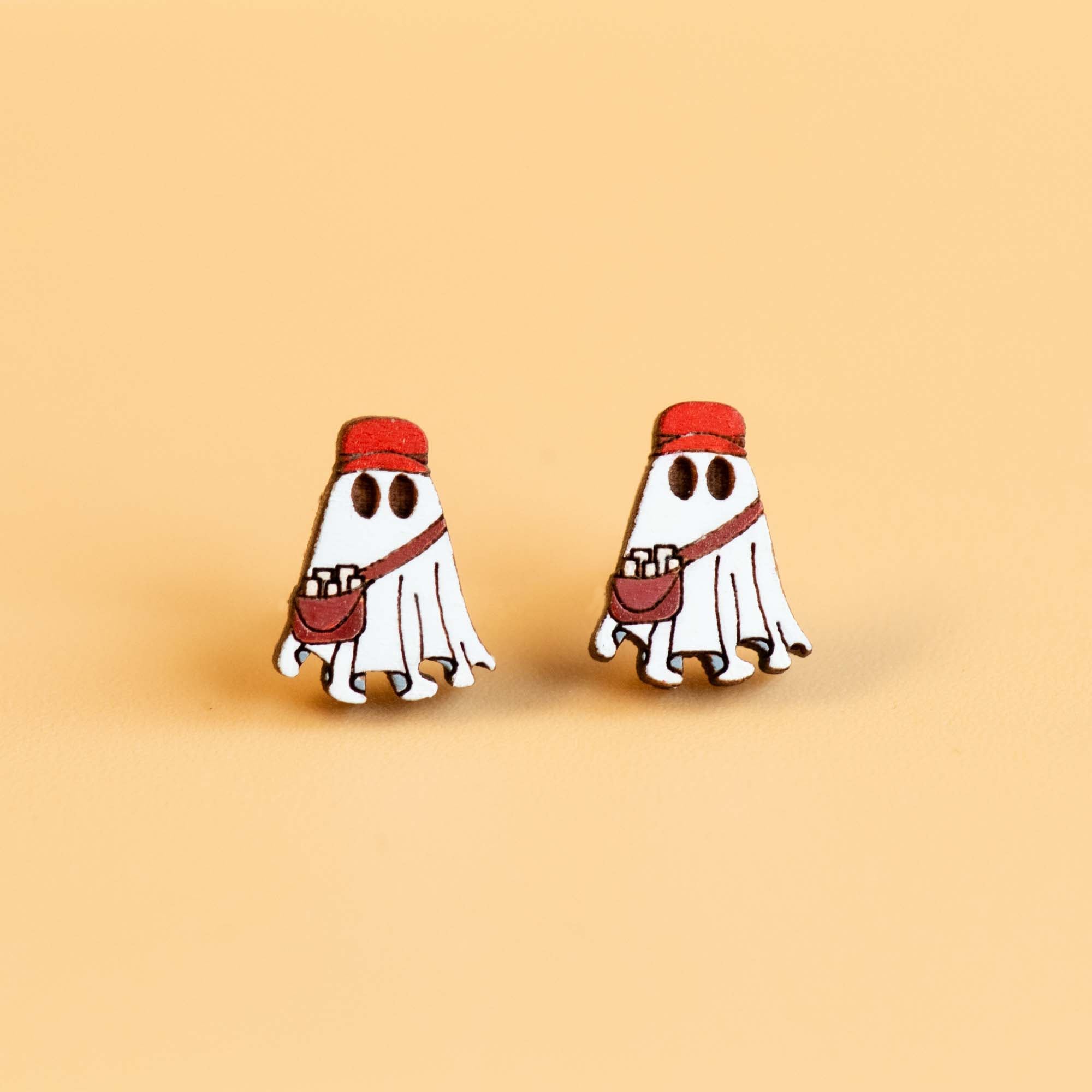 Hand - painted Ghost Costume Wooden Earrings - Robin Valley Official Store