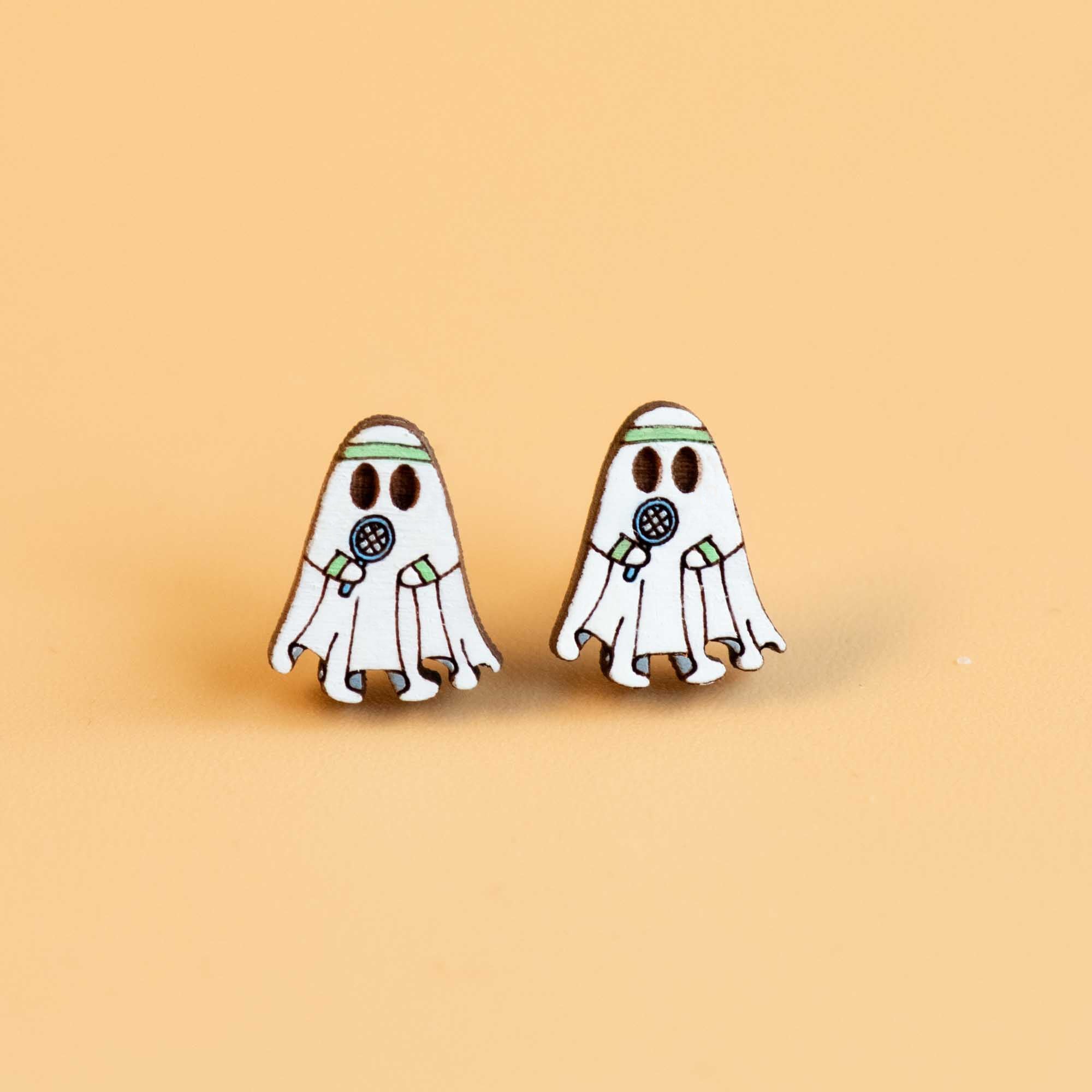 Hand - painted Ghost Costume Wooden Earrings - Robin Valley Official Store