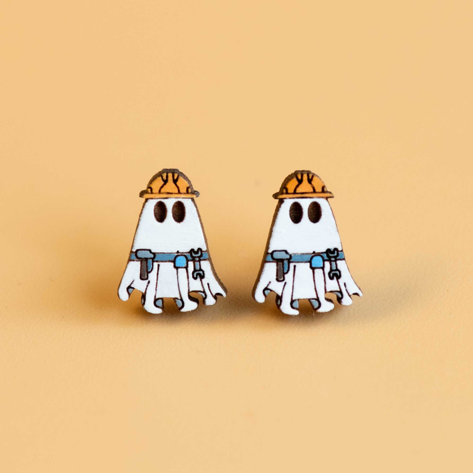 Hand - painted Ghost Costume Wooden Earrings - Robin Valley Official Store