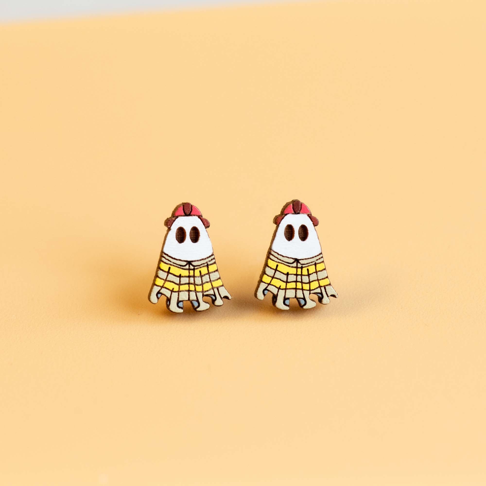 Hand - painted Ghost Costume Wooden Earrings - Robin Valley Official Store