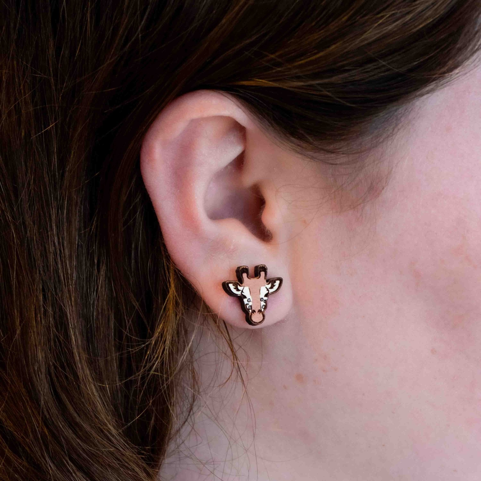 Hand - painted Giraffe Wooden Earrings - PEL10248 - Robin Valley Official Store