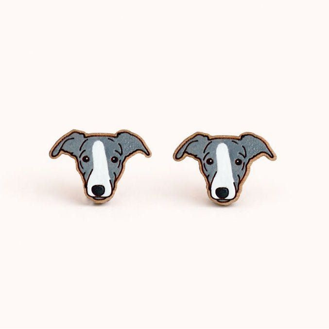Hand - painted Greyhound Wooden Earrings - Robin Valley Official Store