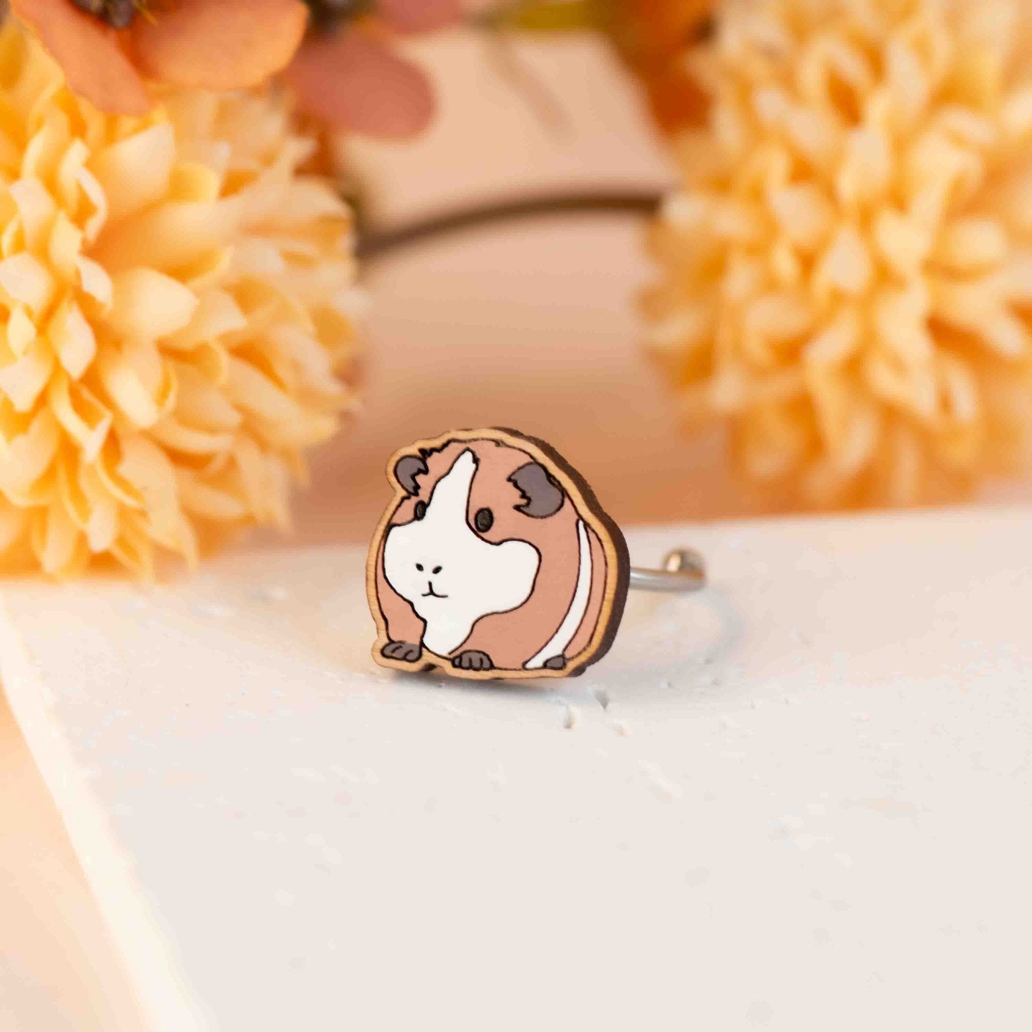 Hand - Painted Guinea Pig Adjustable Wooden Ring - RL70282 - Robin Valley Official Store