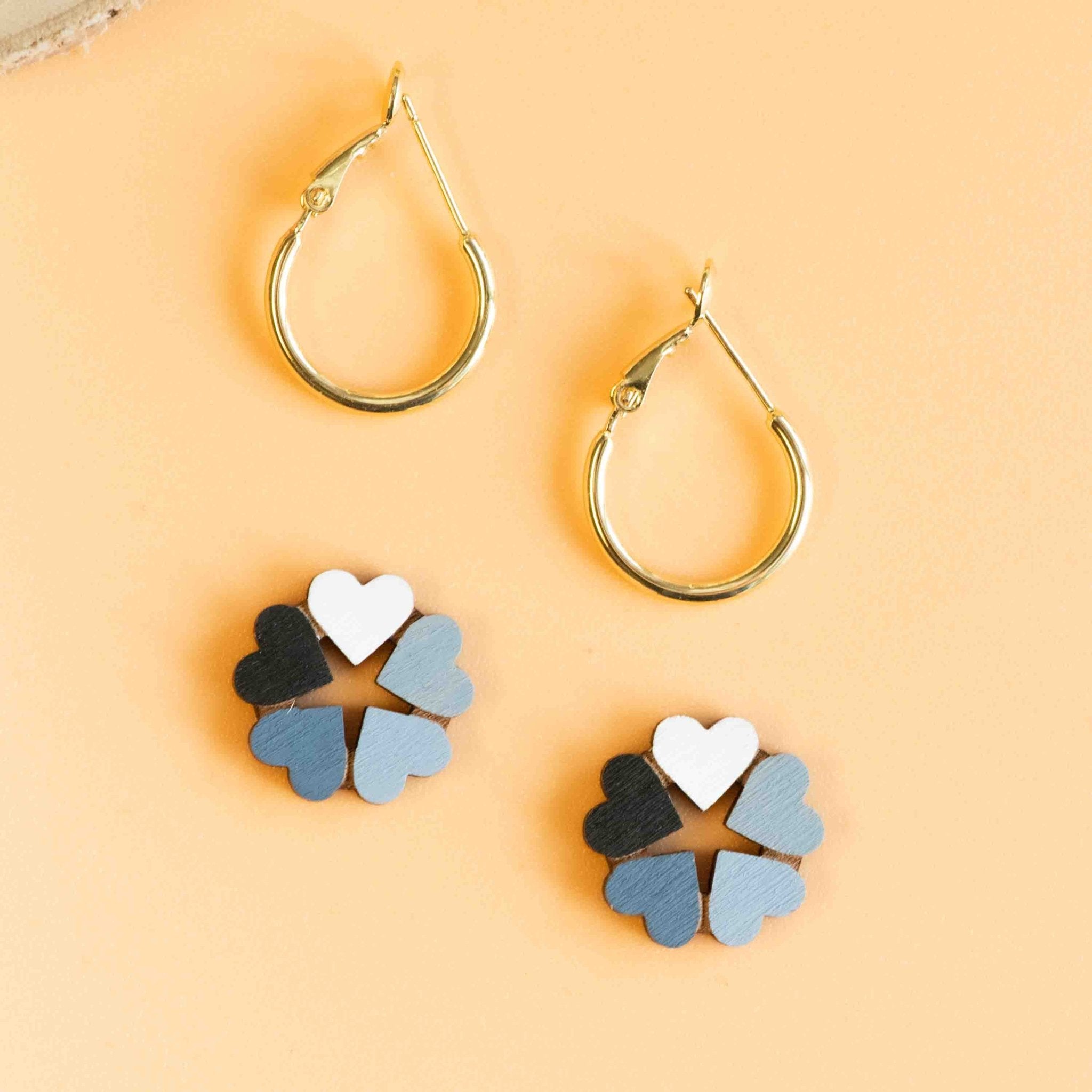 Hand - Painted Heart Petals Hoop Earrings - Robin Valley Official Store