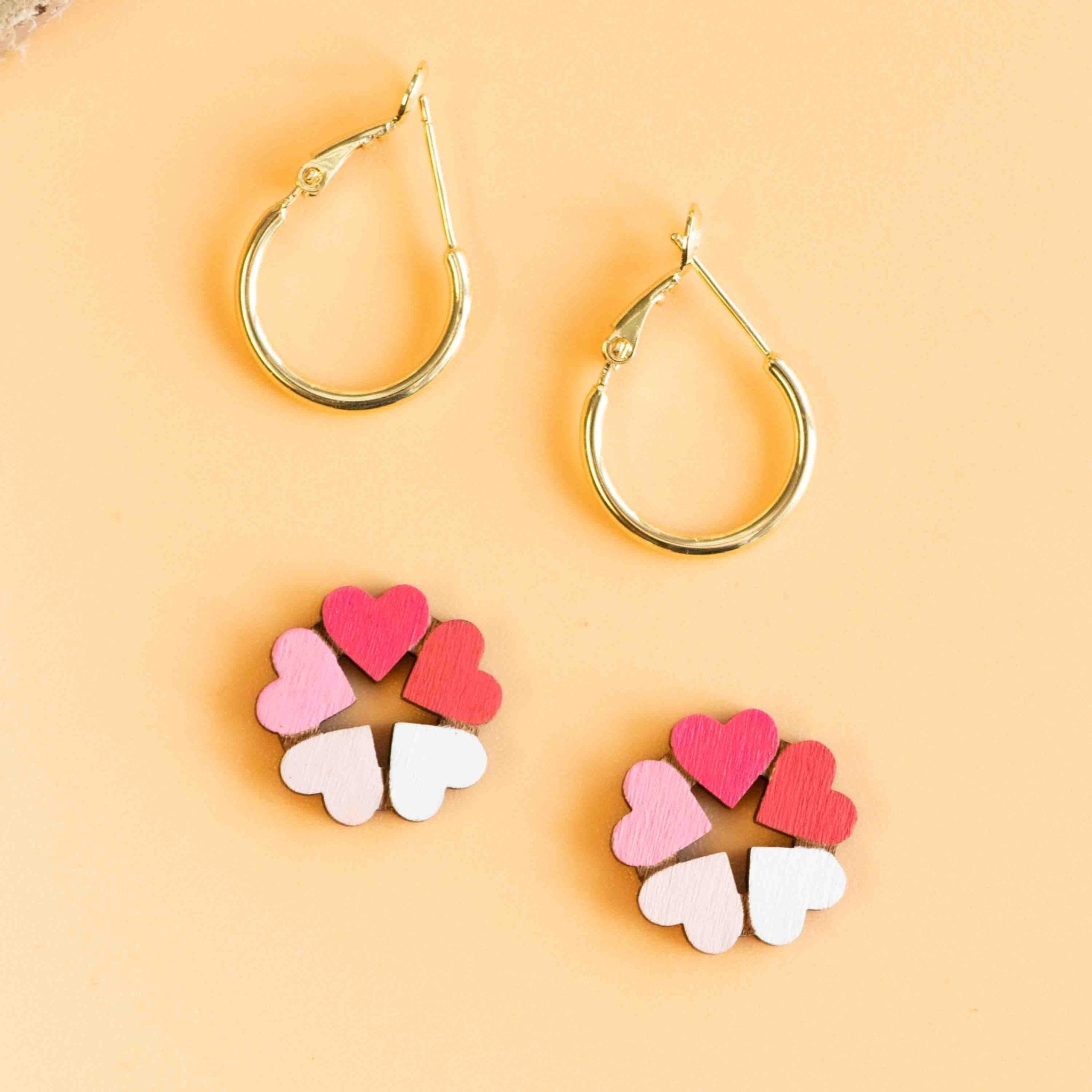 Hand - Painted Heart Petals Hoop Earrings - Robin Valley Official Store