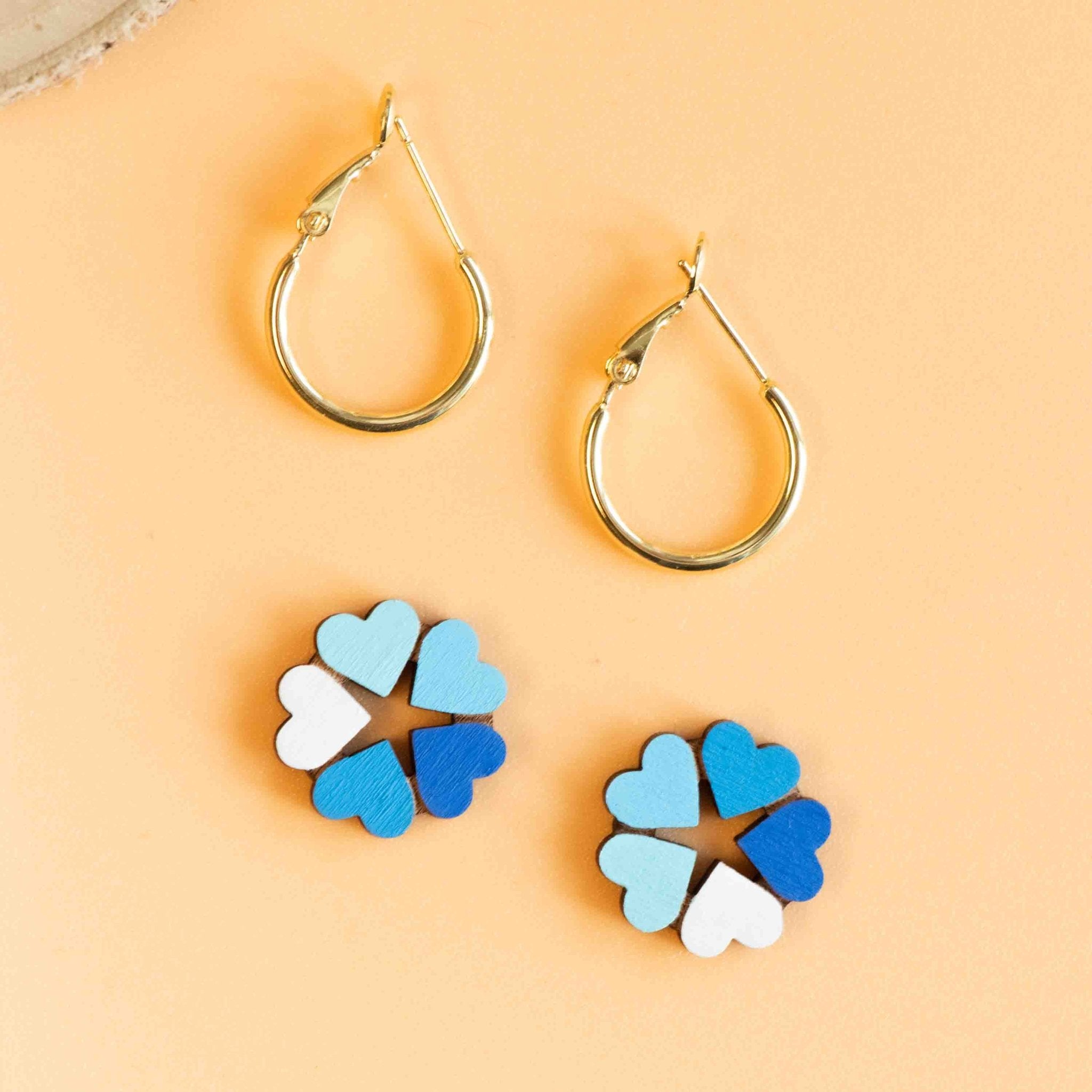 Hand - Painted Heart Petals Hoop Earrings - Robin Valley Official Store