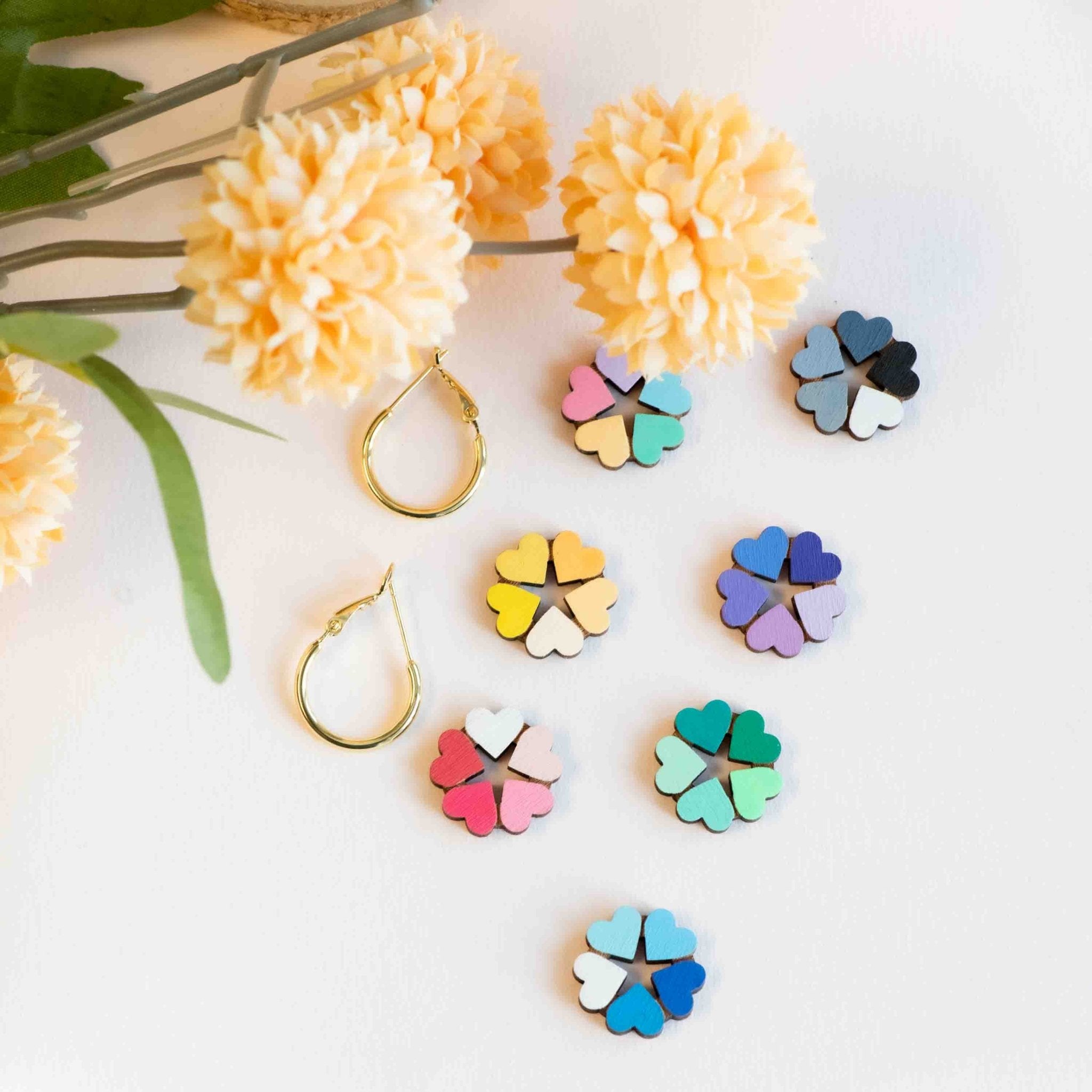 Hand - Painted Heart Petals Hoop Earrings - Robin Valley Official Store