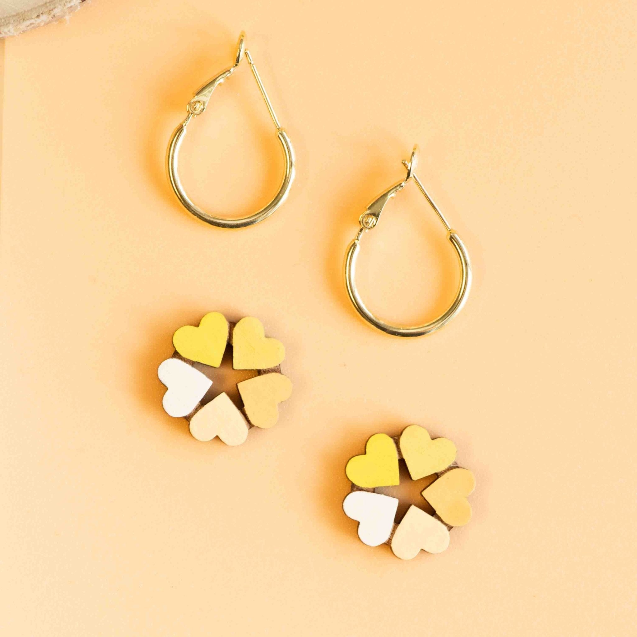 Hand - Painted Heart Petals Hoop Earrings - Robin Valley Official Store