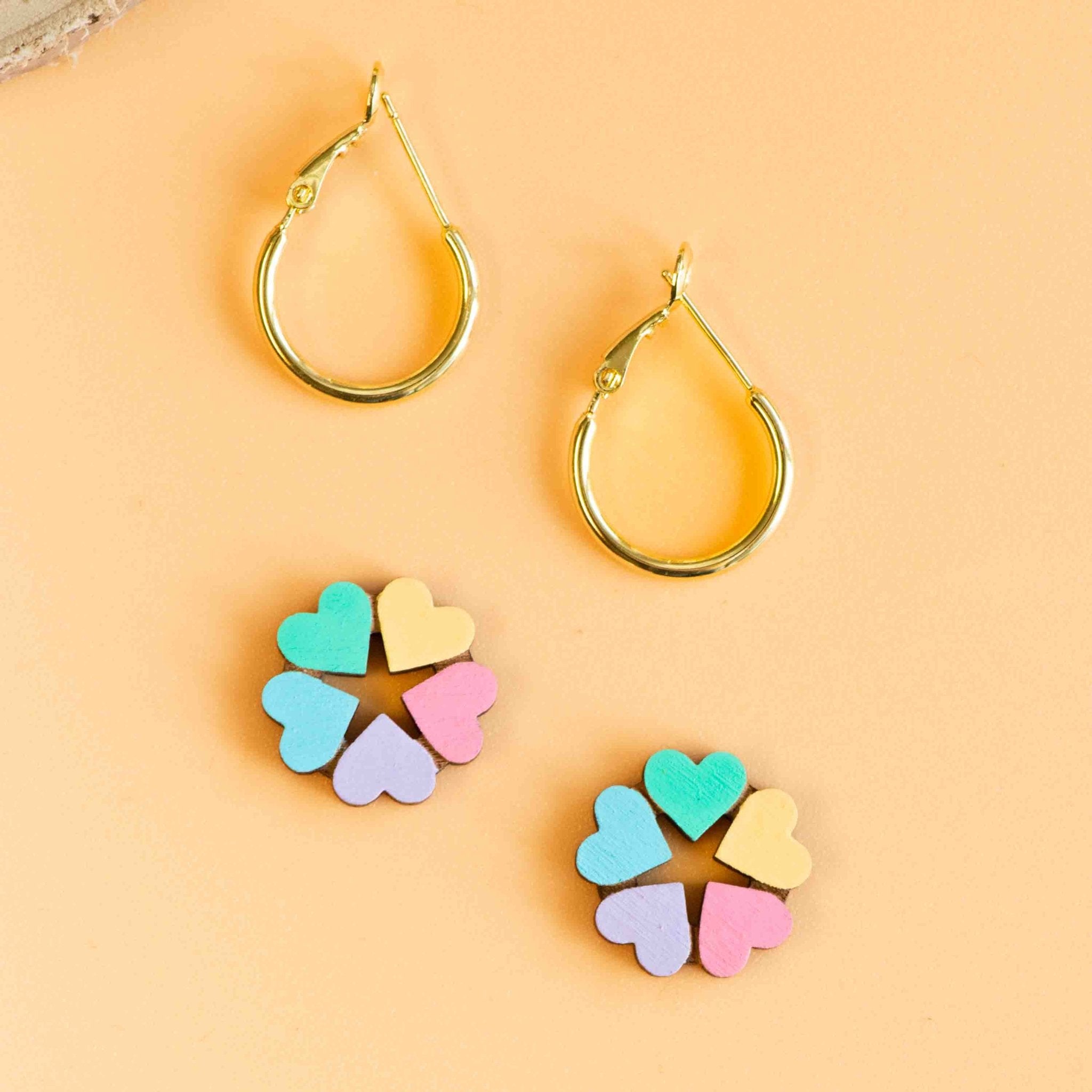 Hand - Painted Heart Petals Hoop Earrings - Robin Valley Official Store