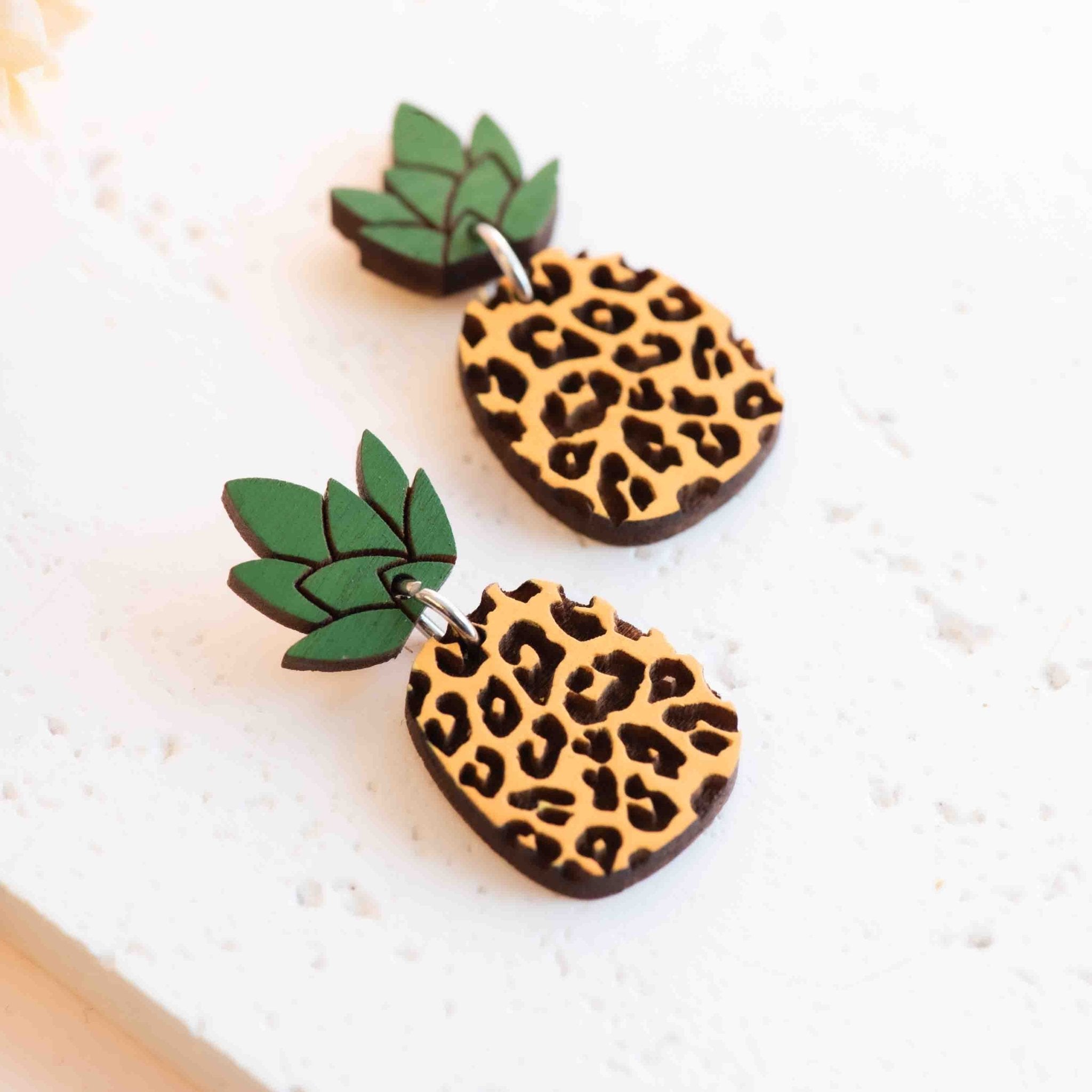 Hand - painted Leopard Pineapple Drop Earrings - PEO14235D - Robin Valley Official Store
