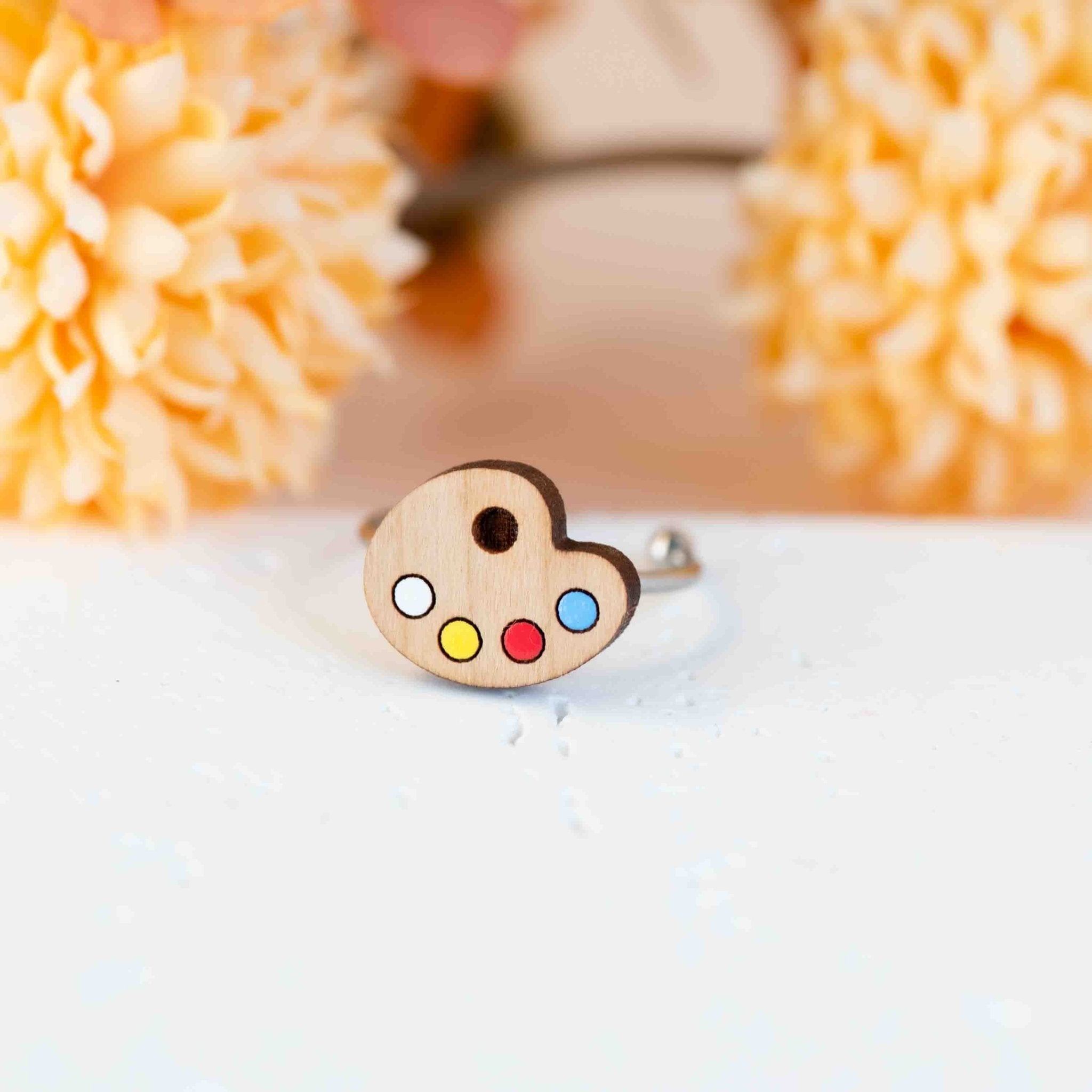 Hand - Painted Palette Adjustable Wooden Ring - RA75007 - Robin Valley Official Store
