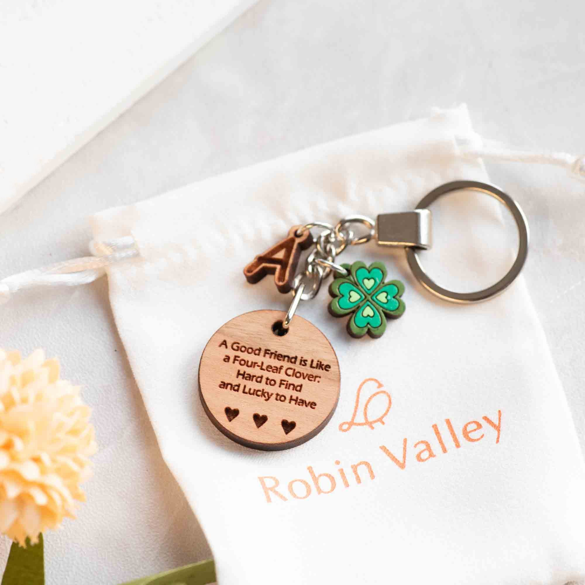 Hand - painted Personalised Lucky Clover Best Friend Keyring - CUS10002 - Robin Valley Official Store